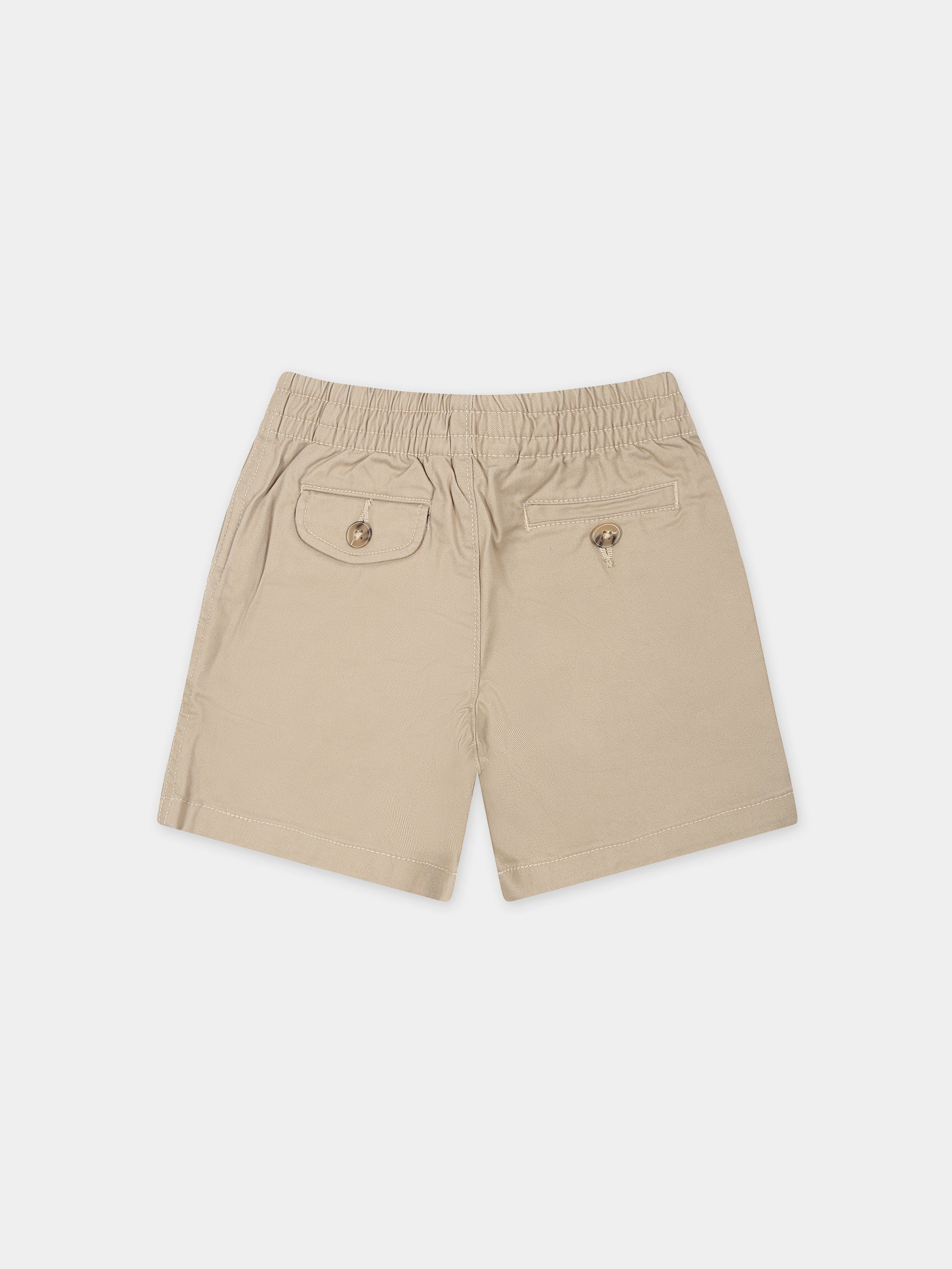 Shorts beige per neonato con ricamo,Ralph Lauren Kids,855350002