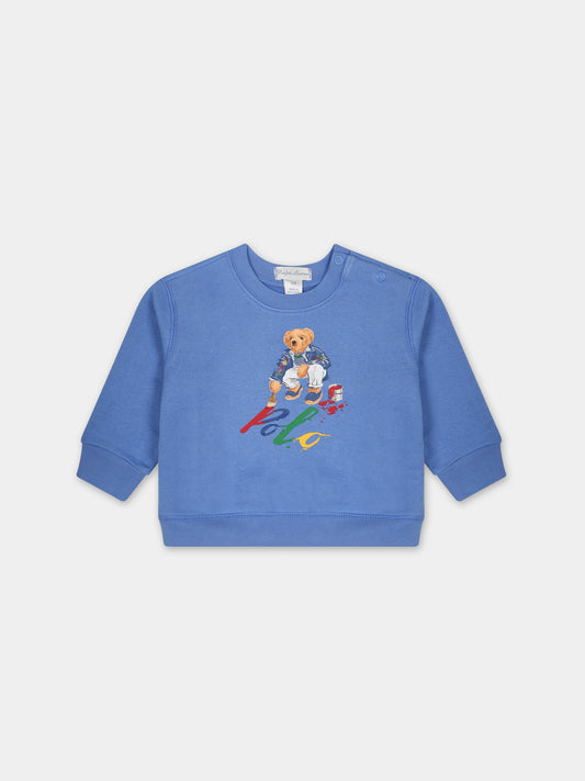 Felpa celeste per neonato con Polo bear,Ralph Lauren Kids,919722004