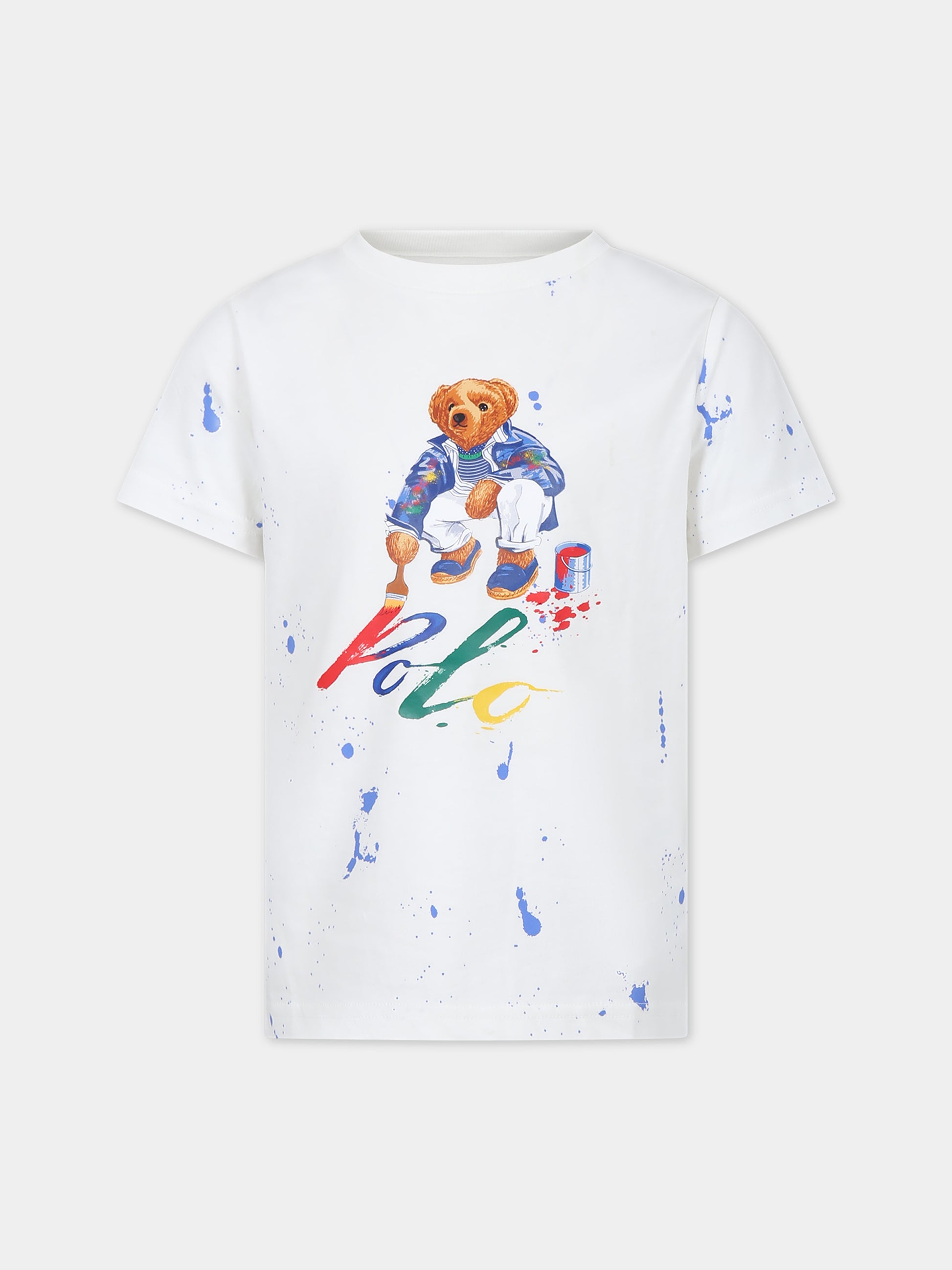 T-shirt bianca per bambino con Polo Bear,Ralph Lauren Kids,925604001