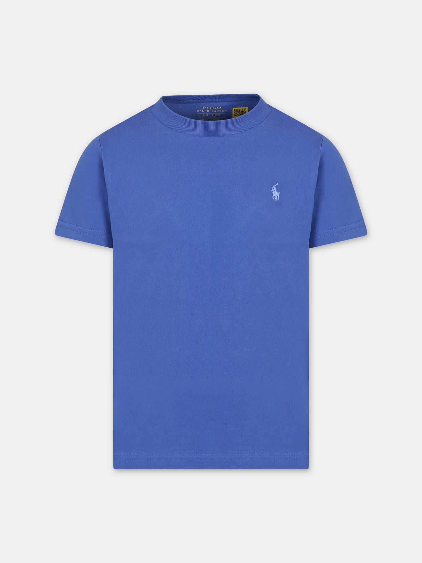 T-shirt blu per bambino con cavallino,Ralph Lauren Kids,832904069