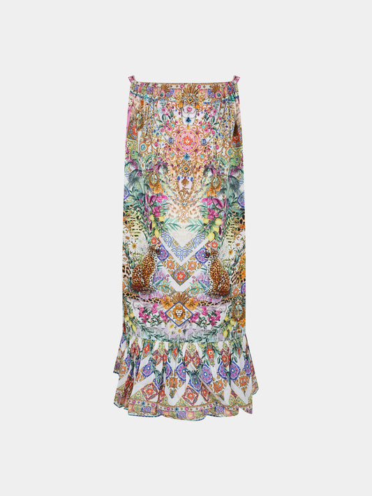 Vestito multicolor per bambina con stampa floreale e strass,Camilla,00025819 FLOWNEPT