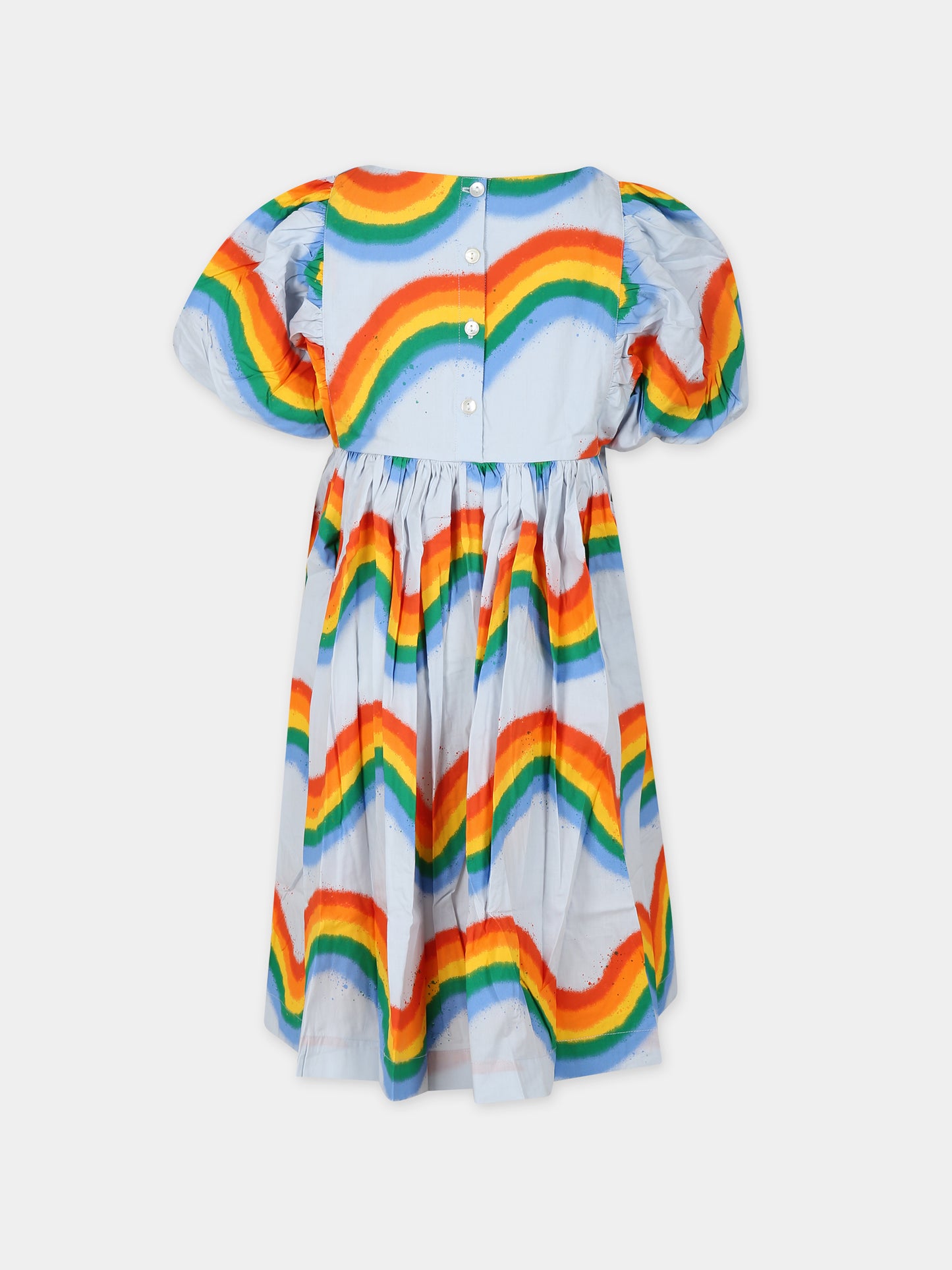 Vestito casual celeste per bambina con arcobaleno,Molo,2S24E126 9015