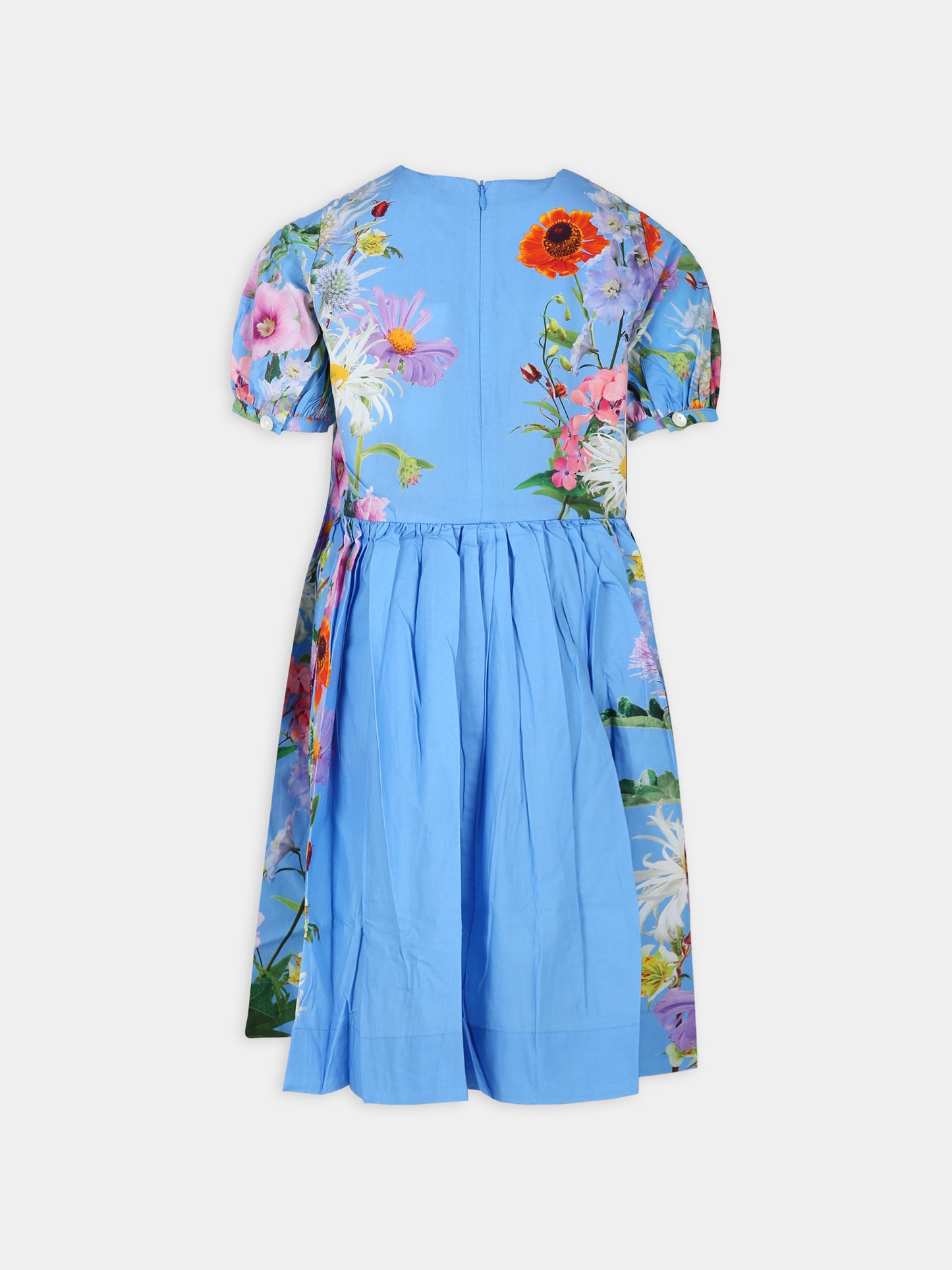 Vestito Casey casual azzurro per bambina con fantasia floreale,Molo,2S24E140 3485