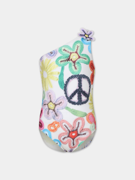 Costume avorio per bambina con stampa fiori,Molo,8S24P508 3409