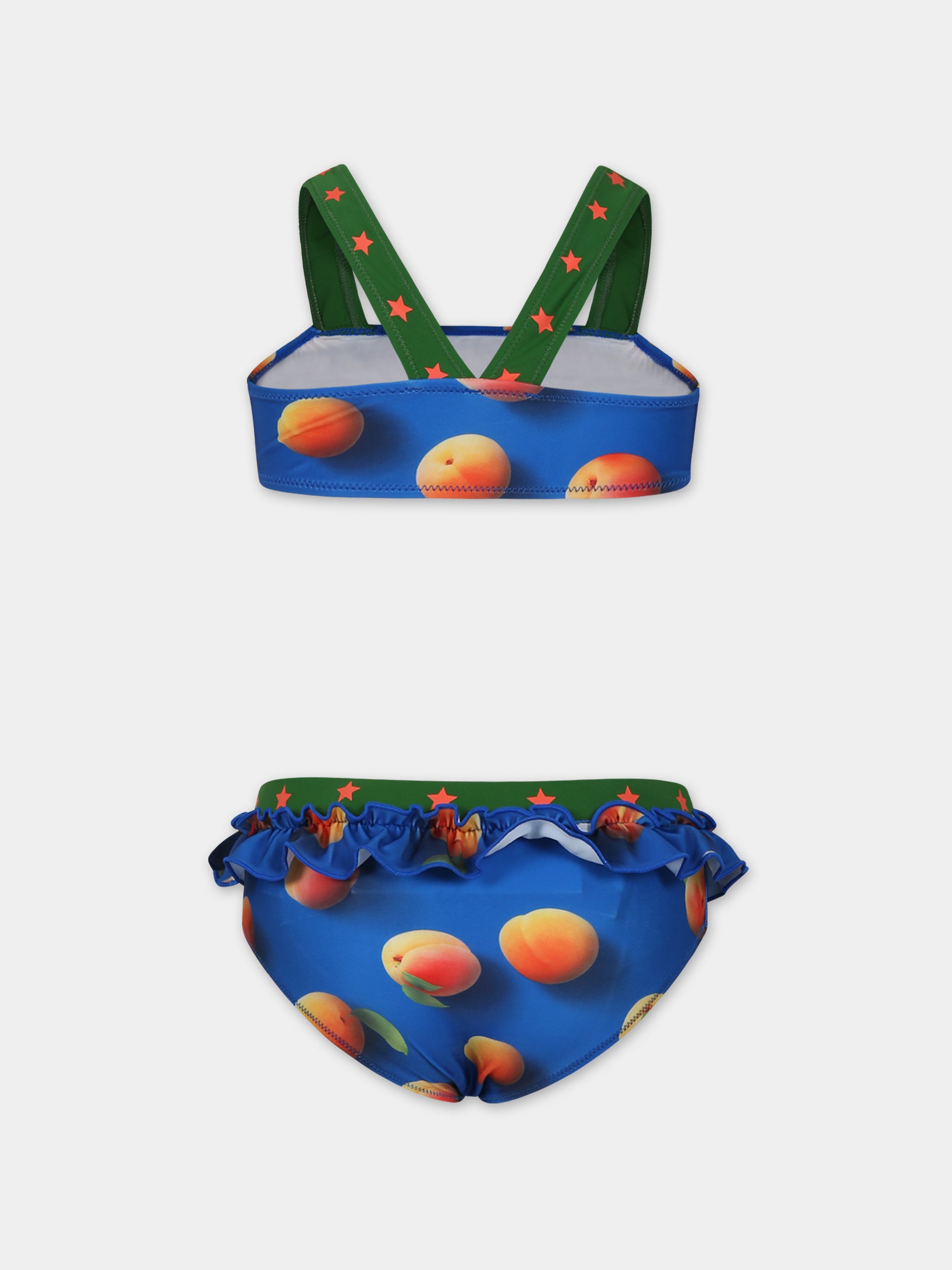 Bikini blu per bambina con stampa albicocca,Molo,8S24P101 6989