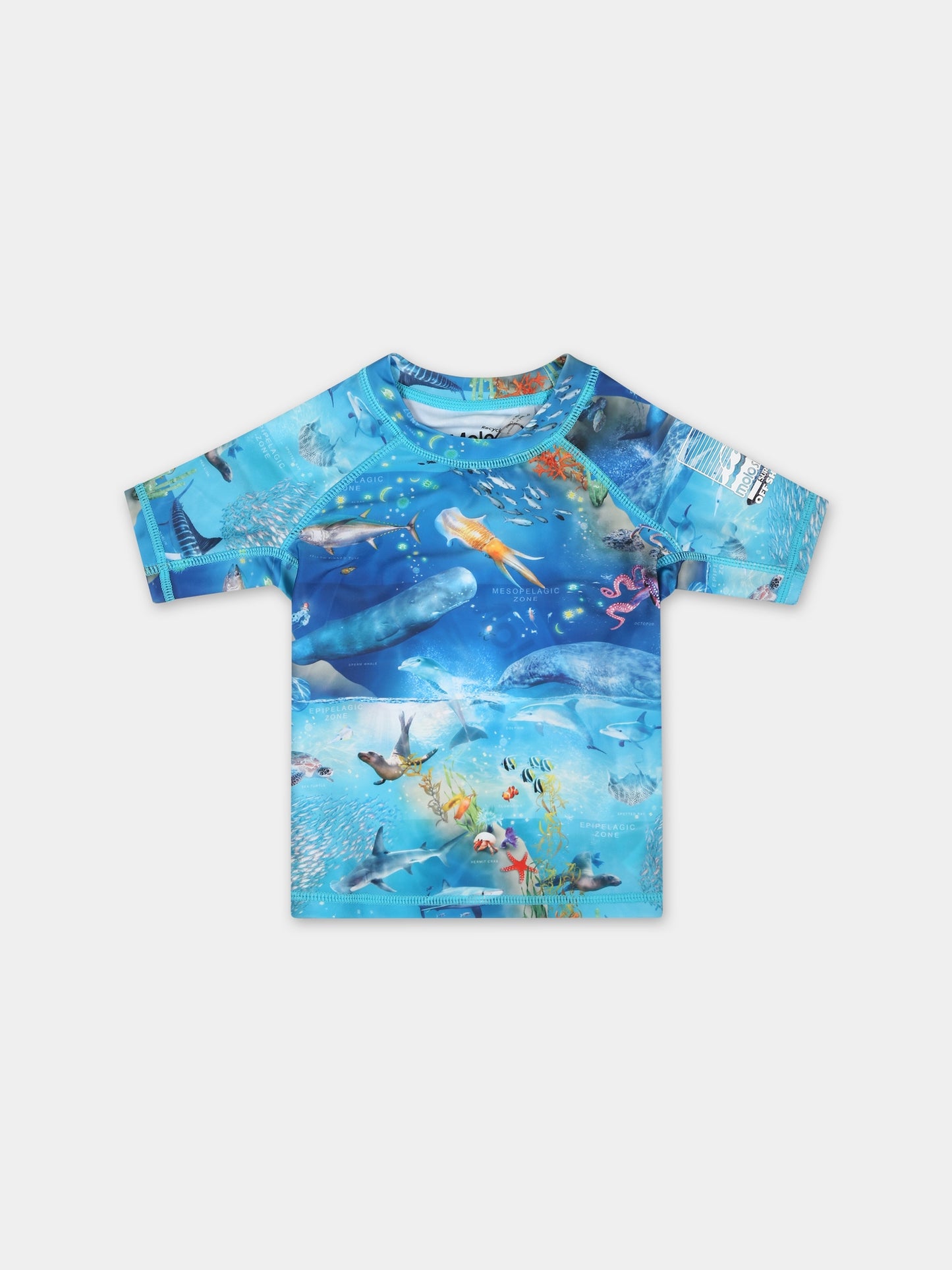 T-shirt anti UV azzurra per neonato con animali marini,Molo,8S24P203 9001