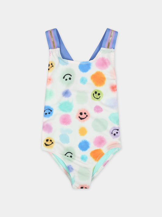 Costume bianco per neonata con pois e smile,Molo,8S24P511 6990