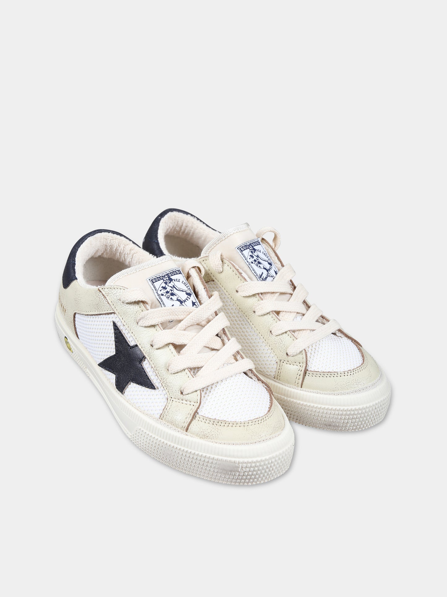 Sneakers avorio per bambini con logo,Golden Goose,GTF00495 F005471 10793