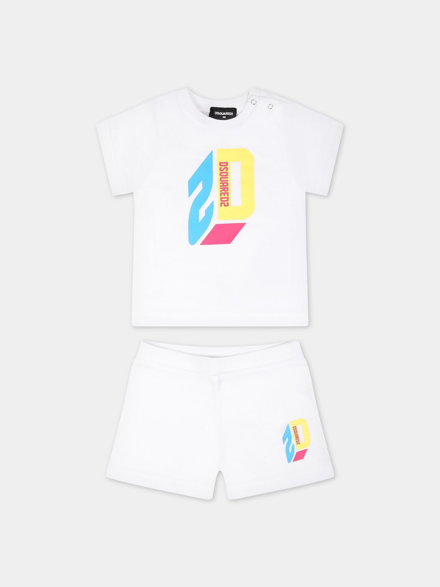 Completo bianco per neonato con logo,Dsquared2,DQ2256 D0A8U D2S7B DQ100