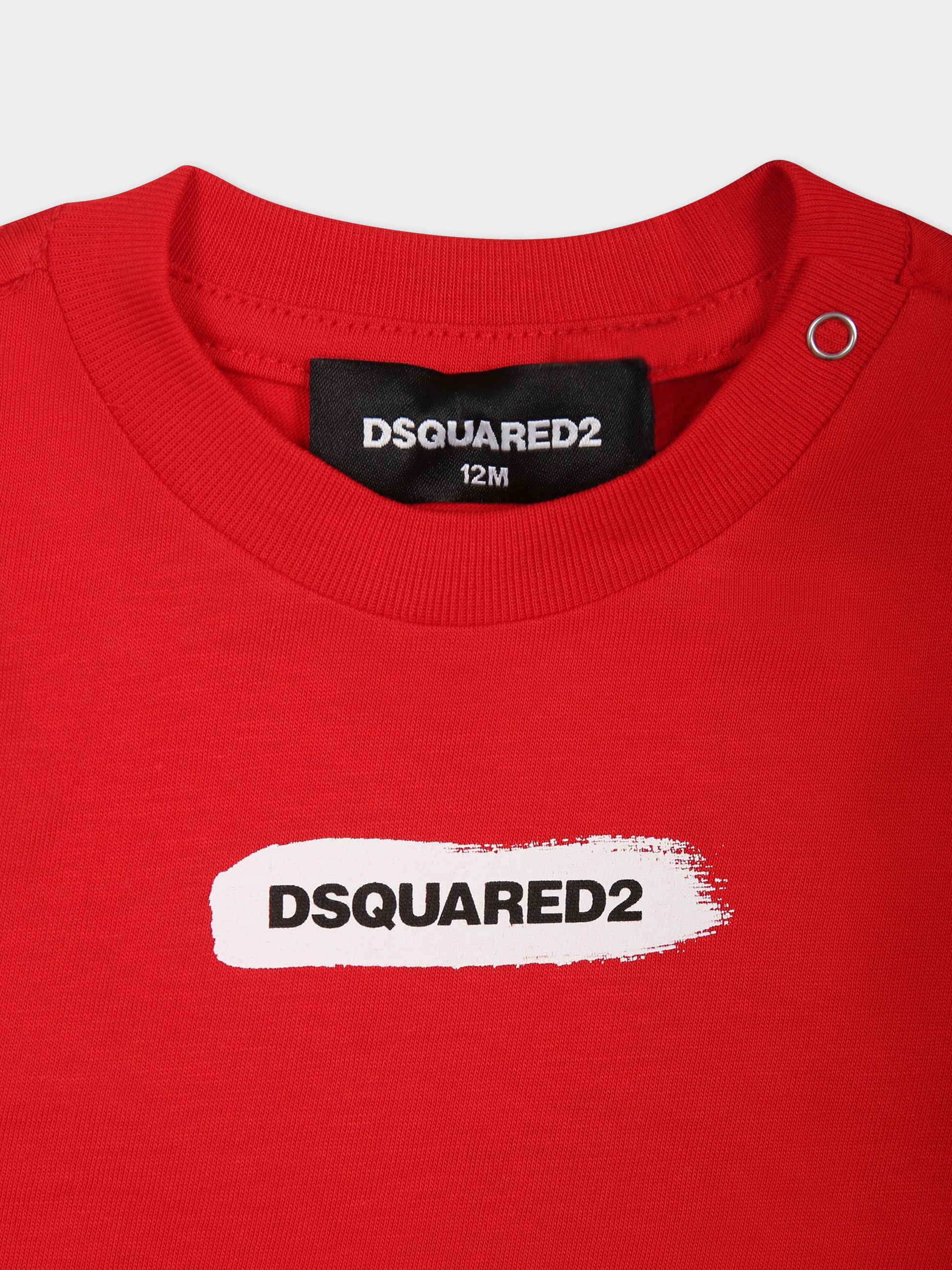 T-shirt rossa per neonato con logo,Dsquared2,DQ2078 D004G D2T1020B DQ415