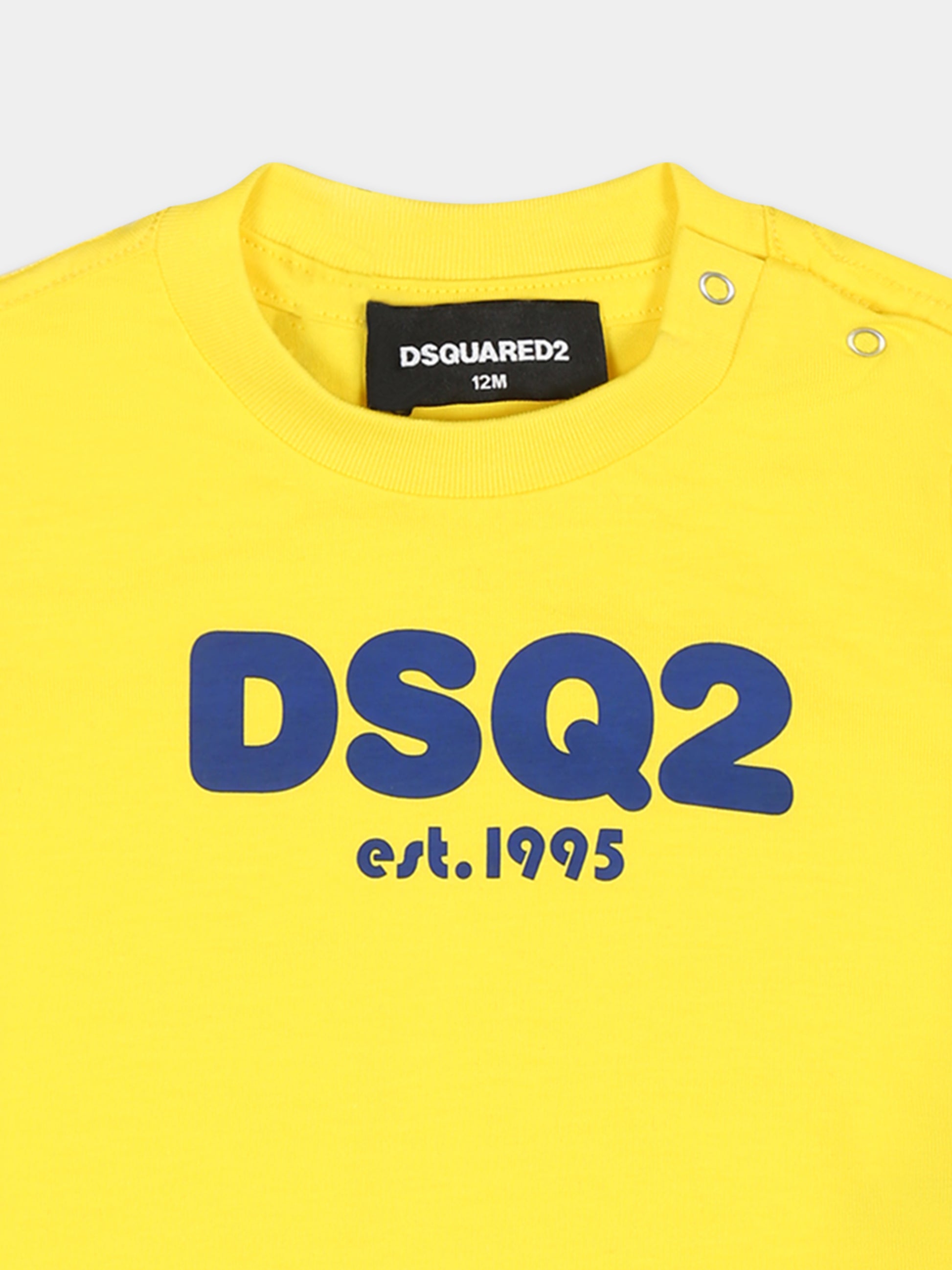 T-shirt gialla per neonato con logo,Dsquared2,DQ2139 D00MV D2T1024B DQ205