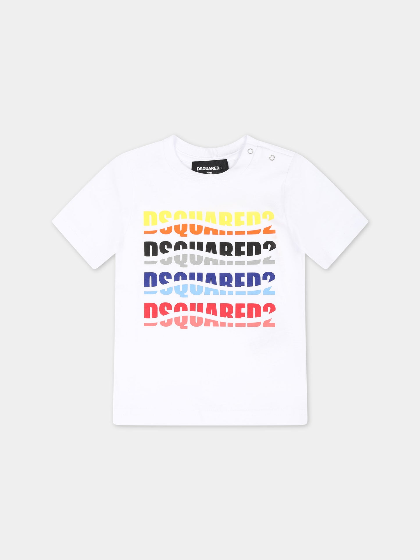 T-shirt bianca per neonato con logo,Dsquared2,DQ2140 D004G D2T1025B DQ100