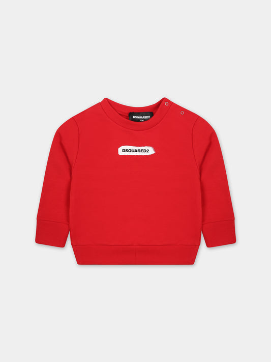 Felpa rossa per neonato con logo,Dsquared2,DQ2144 D0A2F D2S782B DQ415