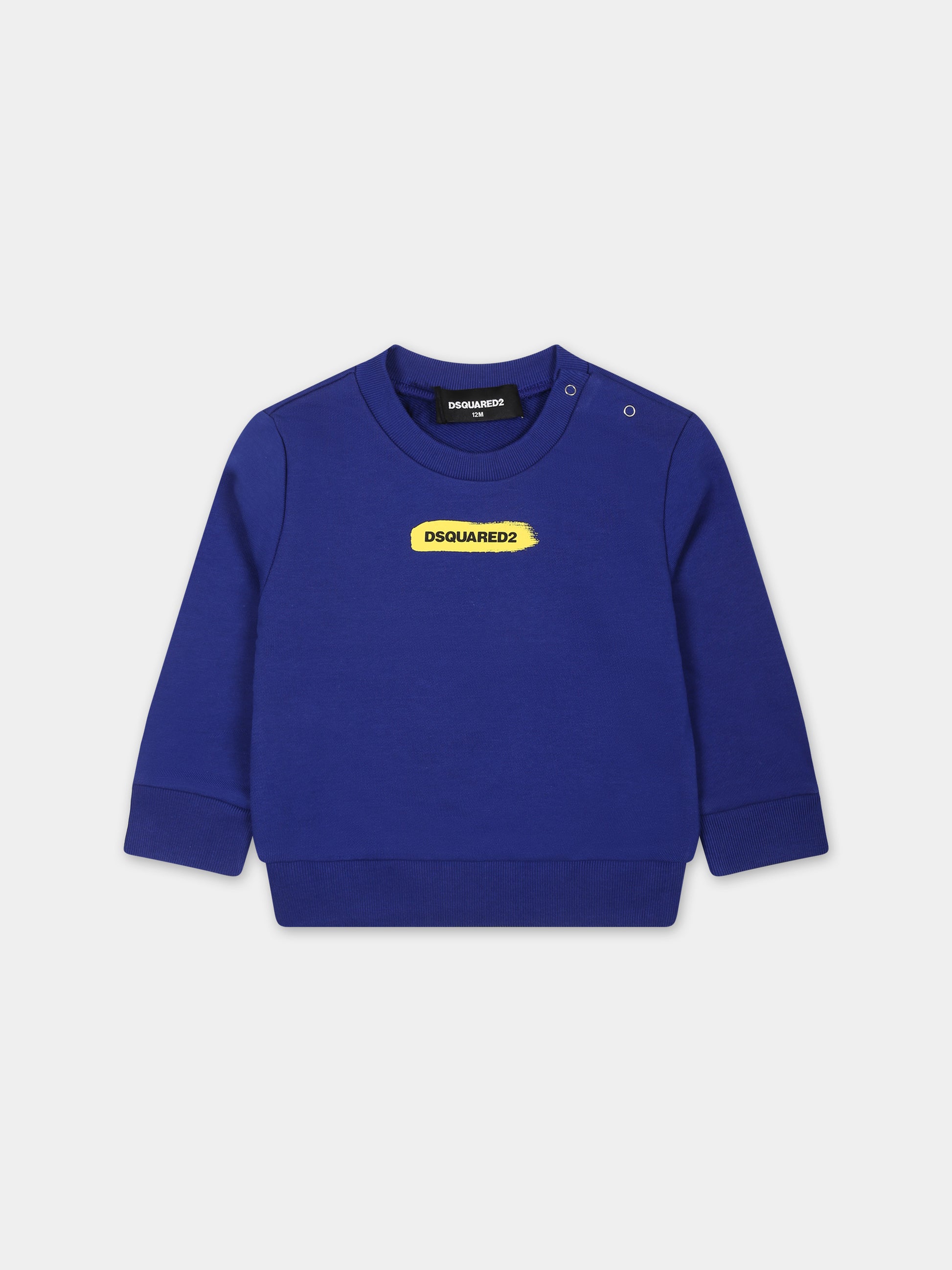 Felpa azzurra per neonato con logo,Dsquared2,DQ2144 D0A2F D2S782B DQ870