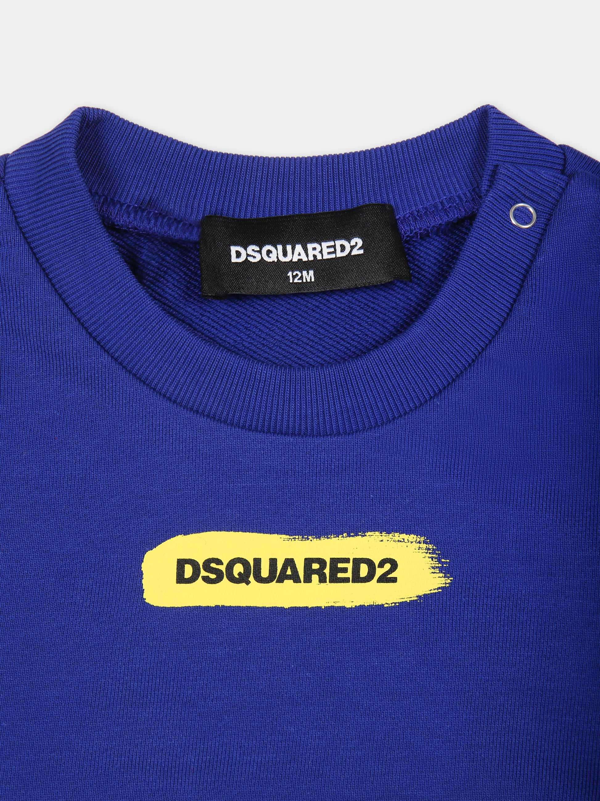 Felpa azzurra per neonato con logo,Dsquared2,DQ2144 D0A2F D2S782B DQ870