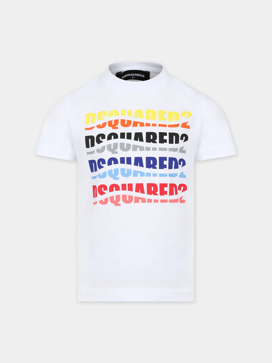 T-shirt bianca per bambino con logo,Dsquared2,DQ2104 D004G D2T1014U DQ100