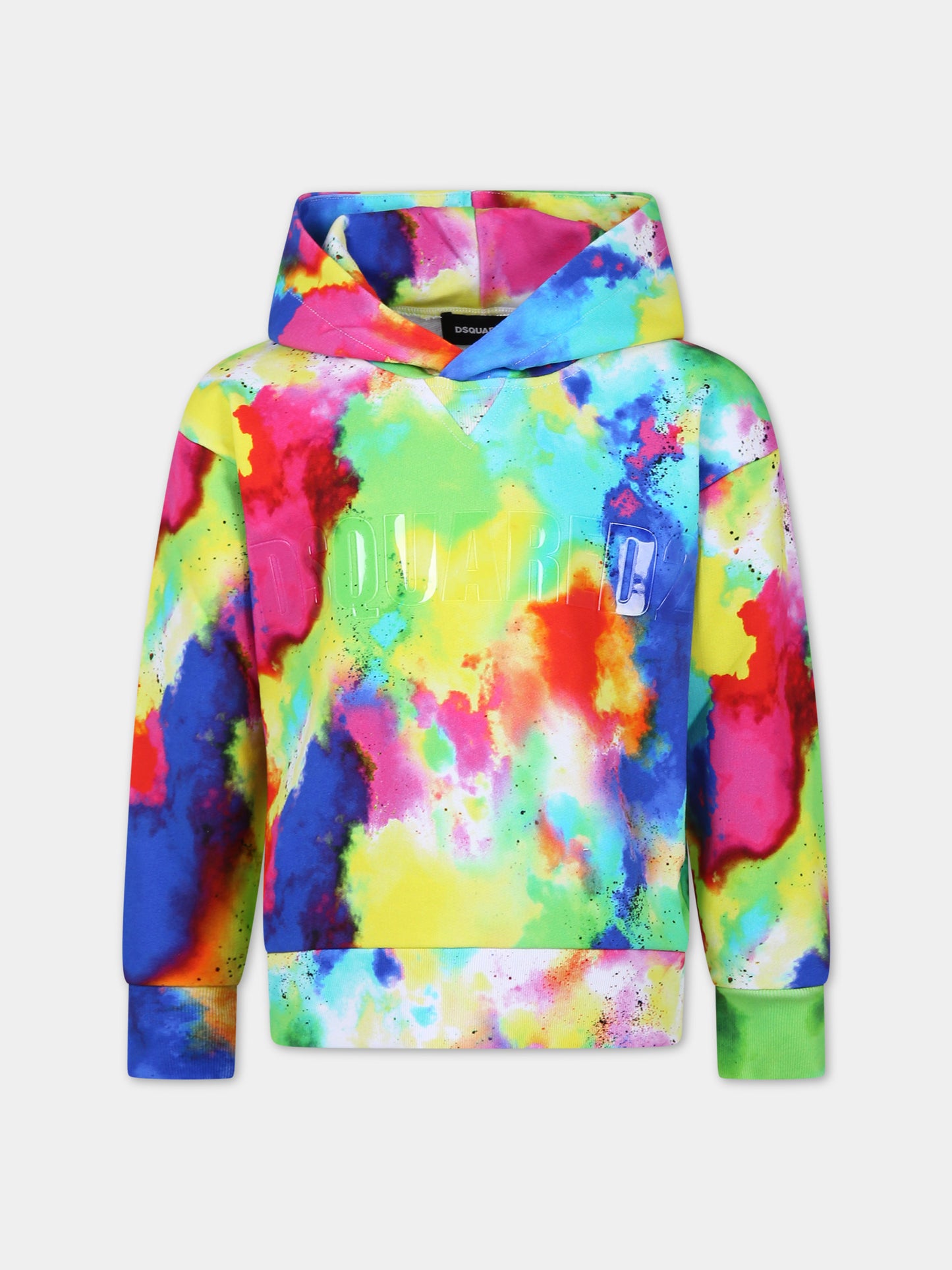 Felpa multicolor per bambino con stampa tie & dye,Dsquared2,DQ2249 D0A7Y D2S801PU DQ003
