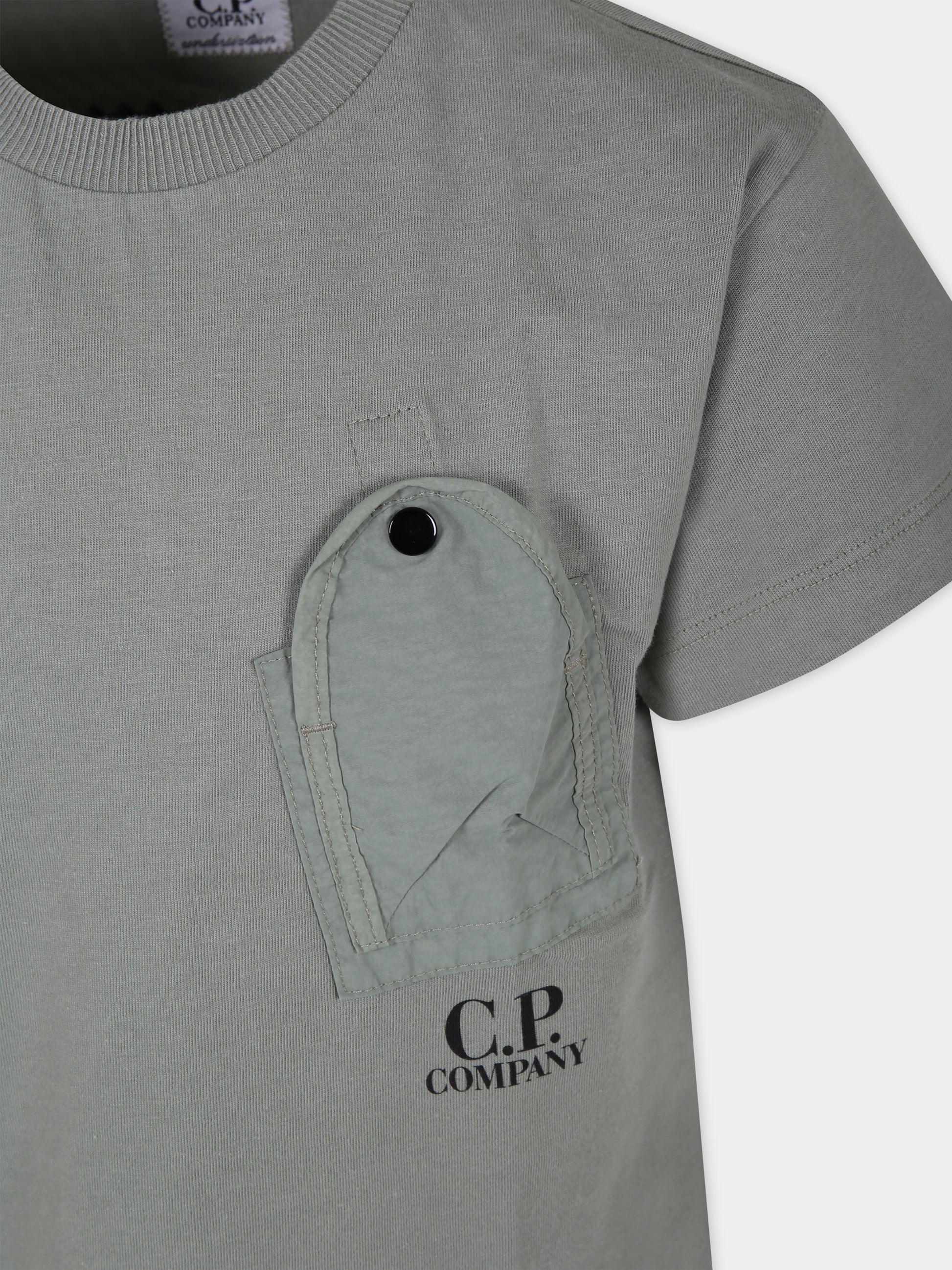 T-shirt verde per bambino con logo,C. P. Company,CUM004 LAC02 30715