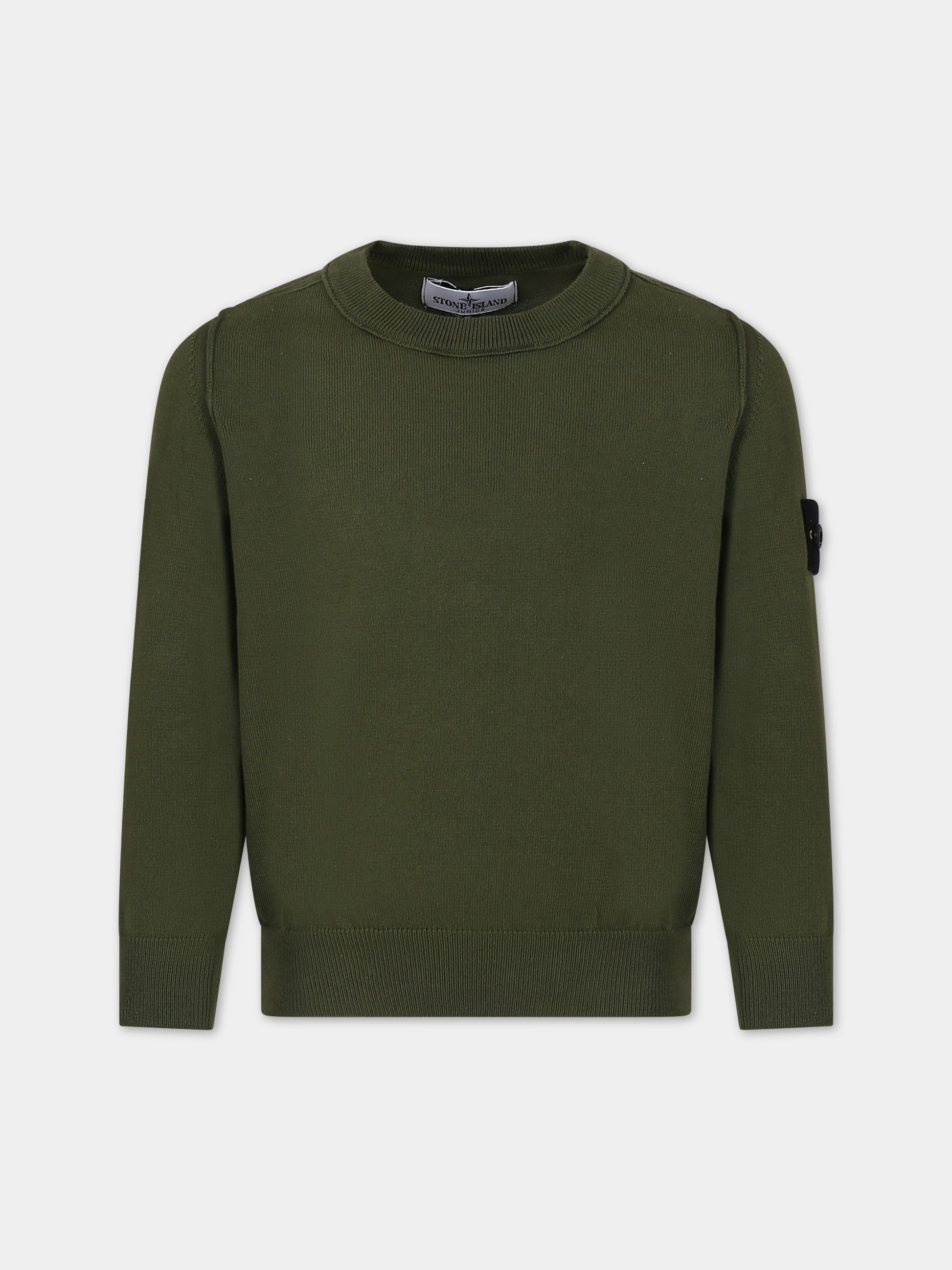 Maglione verde per bambino con bussola,Stone Island Junior,8016501B2 V0058