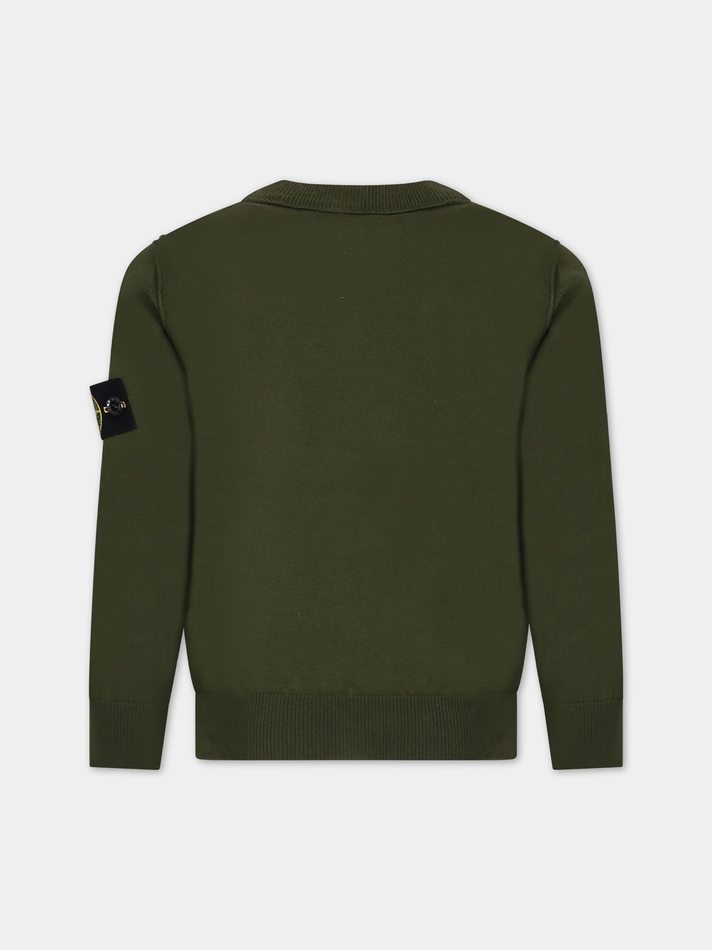 Maglione verde per bambino con bussola,Stone Island Junior,8016501B2 V0058