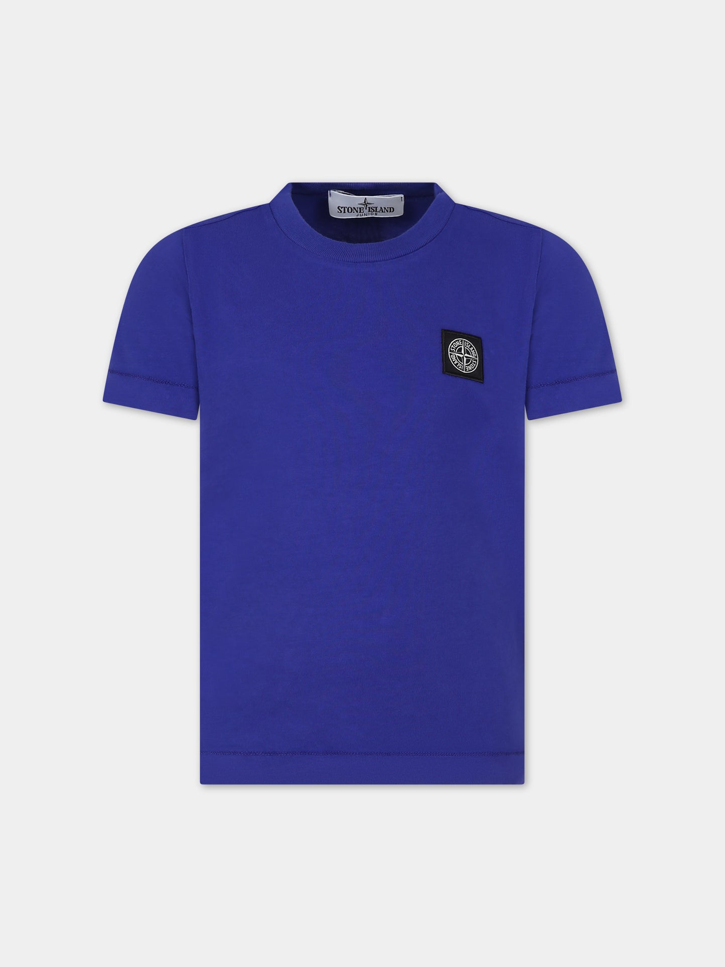 T-shirt azzurra per bambino con logo,Stone Island Junior,801620147 V0022