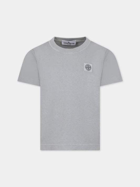 T-shirt grigia per bambino con logo,Stone Island Junior,801620750 V0061