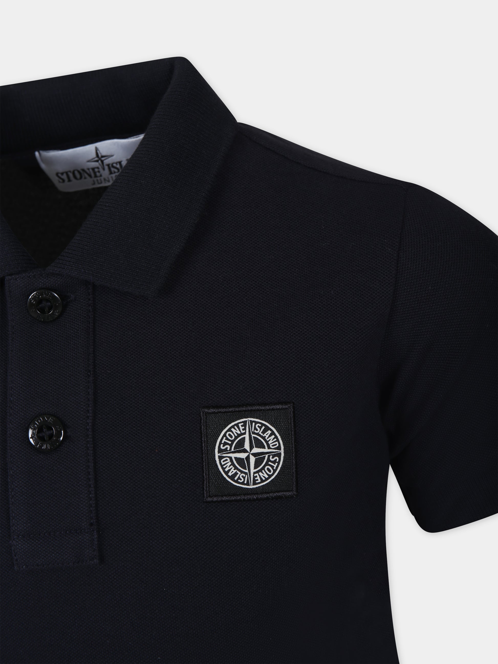 Polo blu per bambino con logo,Stone Island Junior,801621448 V0020