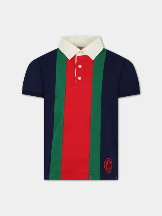Polo multicolor per bambino con logo,Gucci Kids,758825 XJF4Q 4681