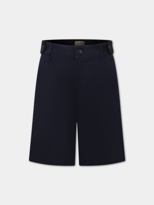 Shorts blu per bambino con doppia G,Gucci Kids,770549 XWA0I 4080