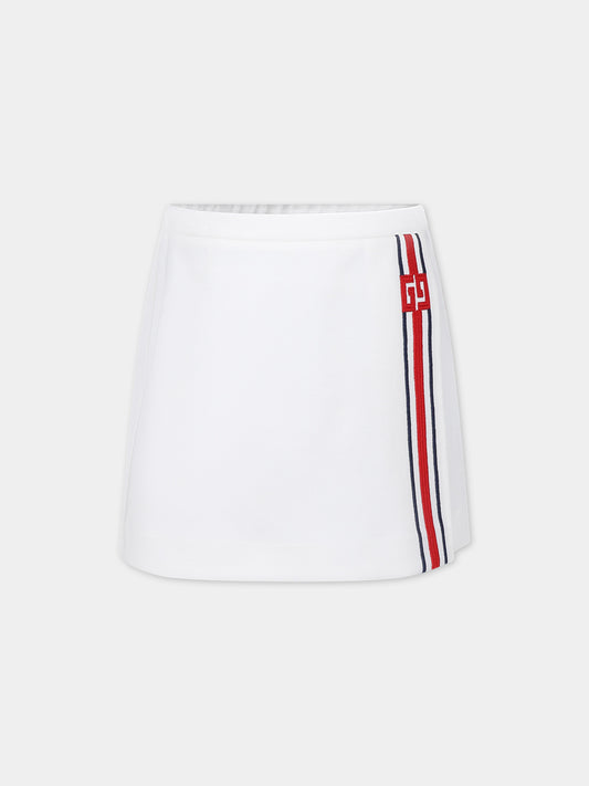 Gonna casual bianca per bambina con doppia G,Gucci Kids,768031 XJF81 9799