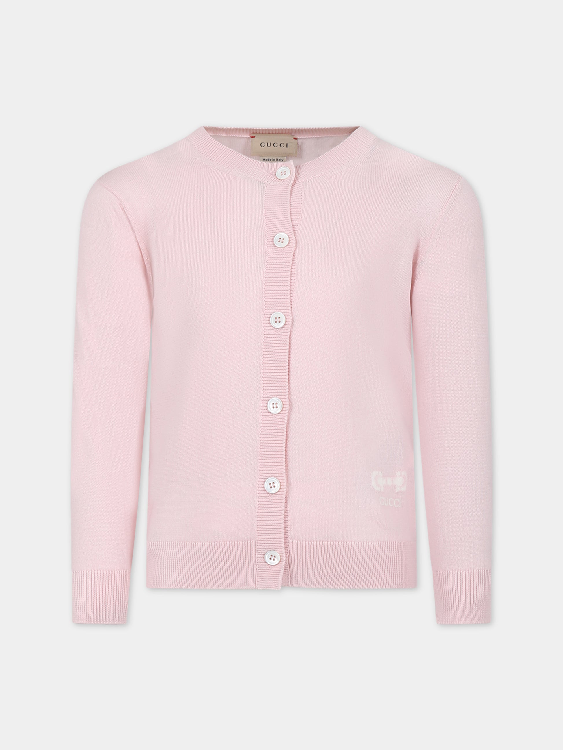 Cardigan rosa per bambina con logo,Gucci Kids,745040 XKC89 5710