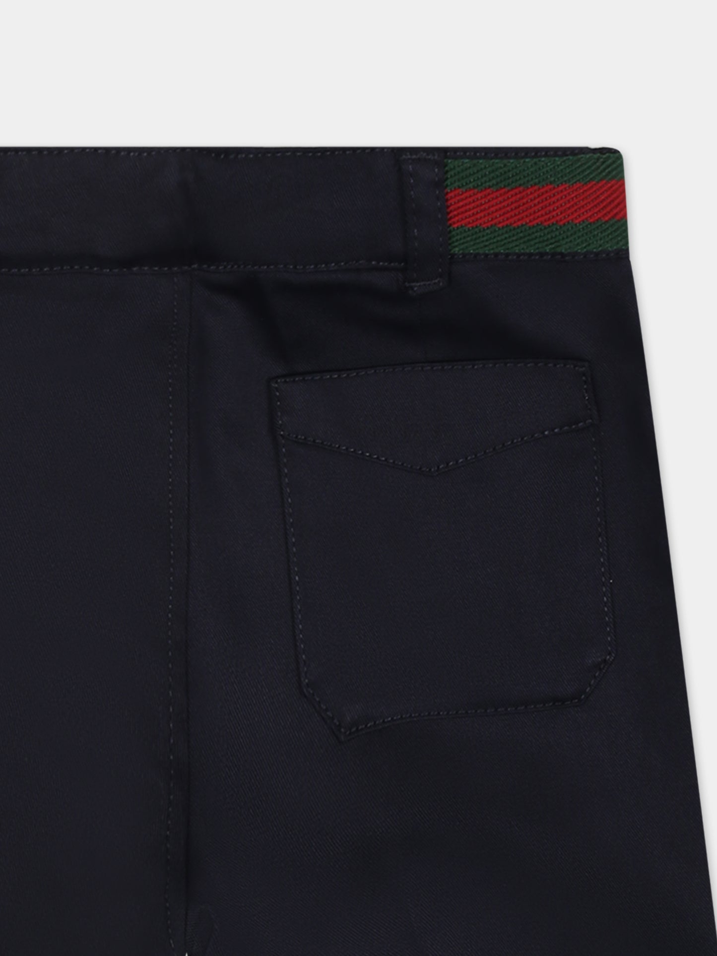 Pantaloni blu per neonato con dettaglio Web,Gucci Kids,778590 XWA0I 4080