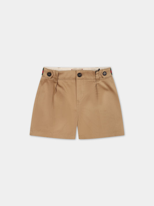 Shorts beige per neonato con dettaglio Web,Gucci Kids,778591 XWA0I 9813