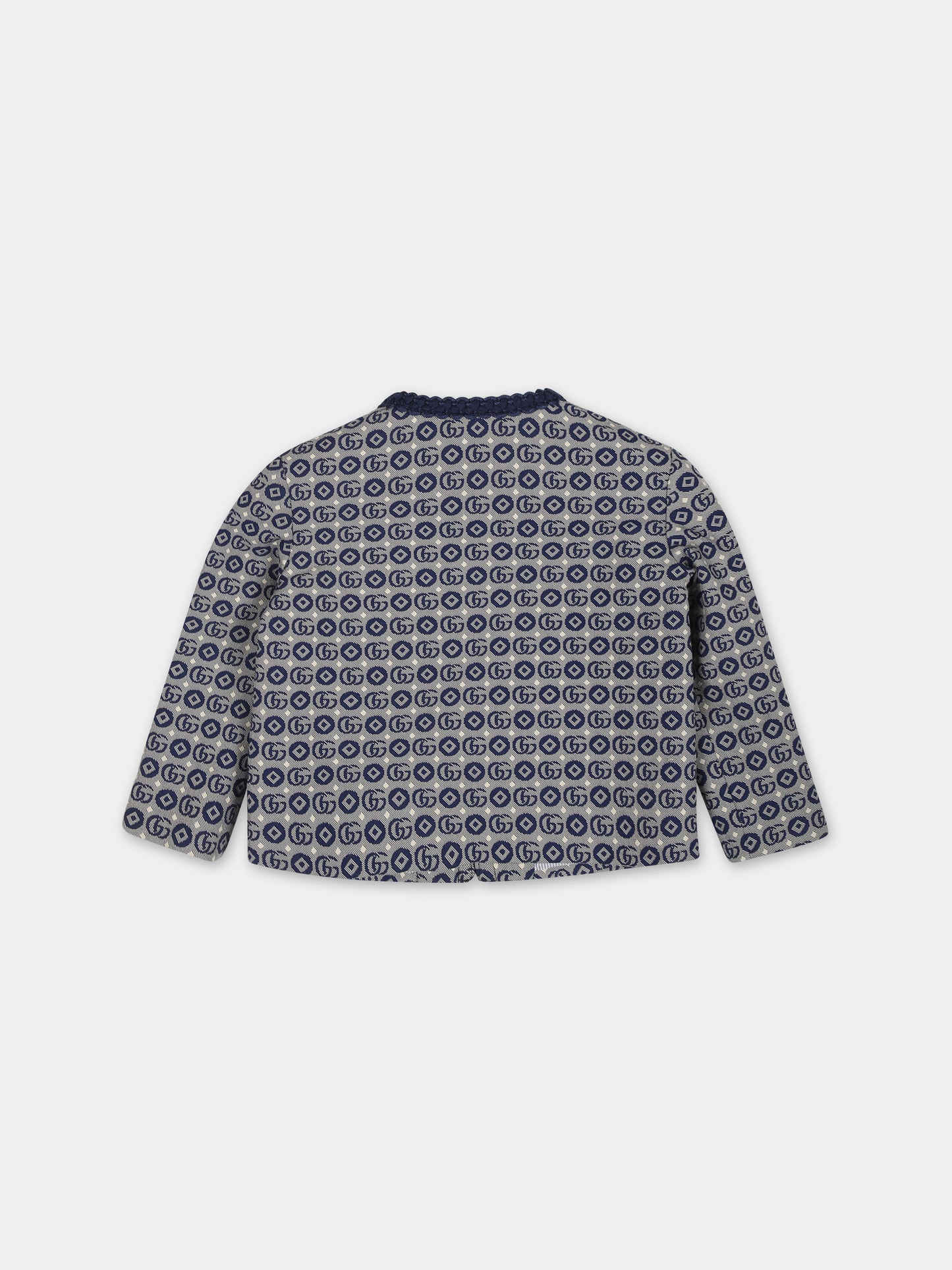 Giacca blu per neonato con doppia G all-over,Gucci Kids,760291 XWATR 4262