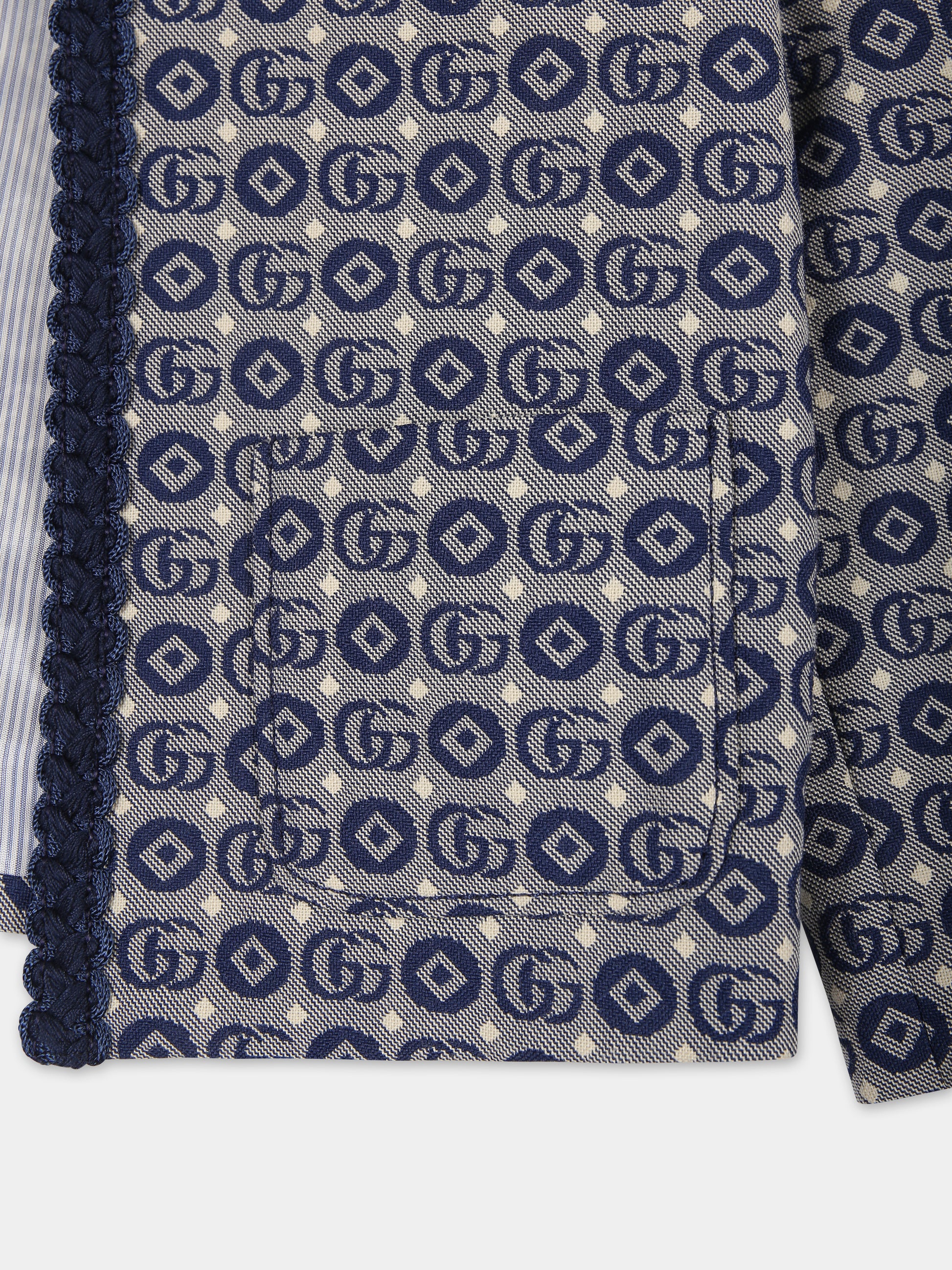 Giacca blu per neonato con doppia G all-over,Gucci Kids,760291 XWATR 4262