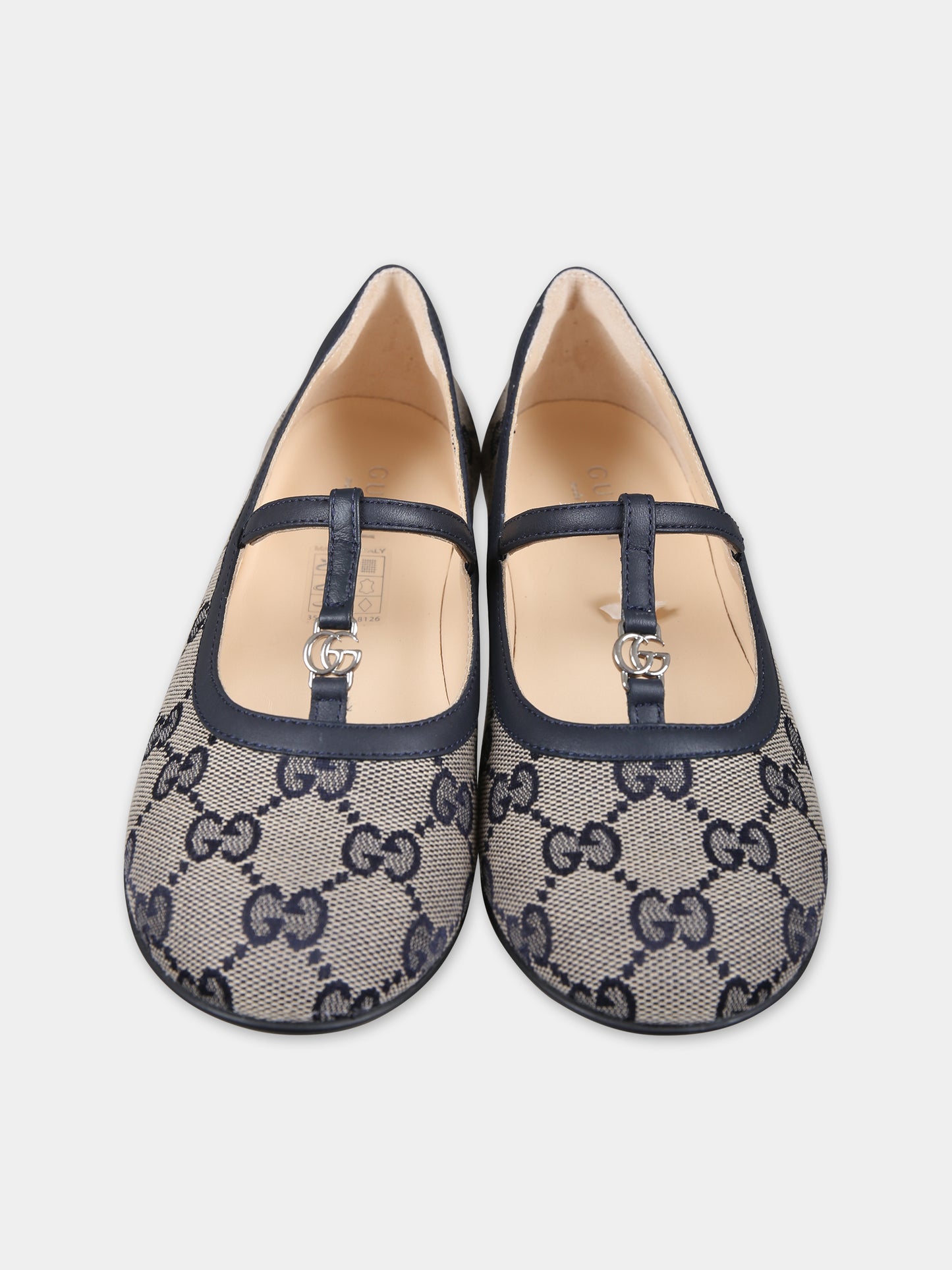 Ballerine blu per bambina con doppia G,Gucci Kids,750609 FACYJ 4057