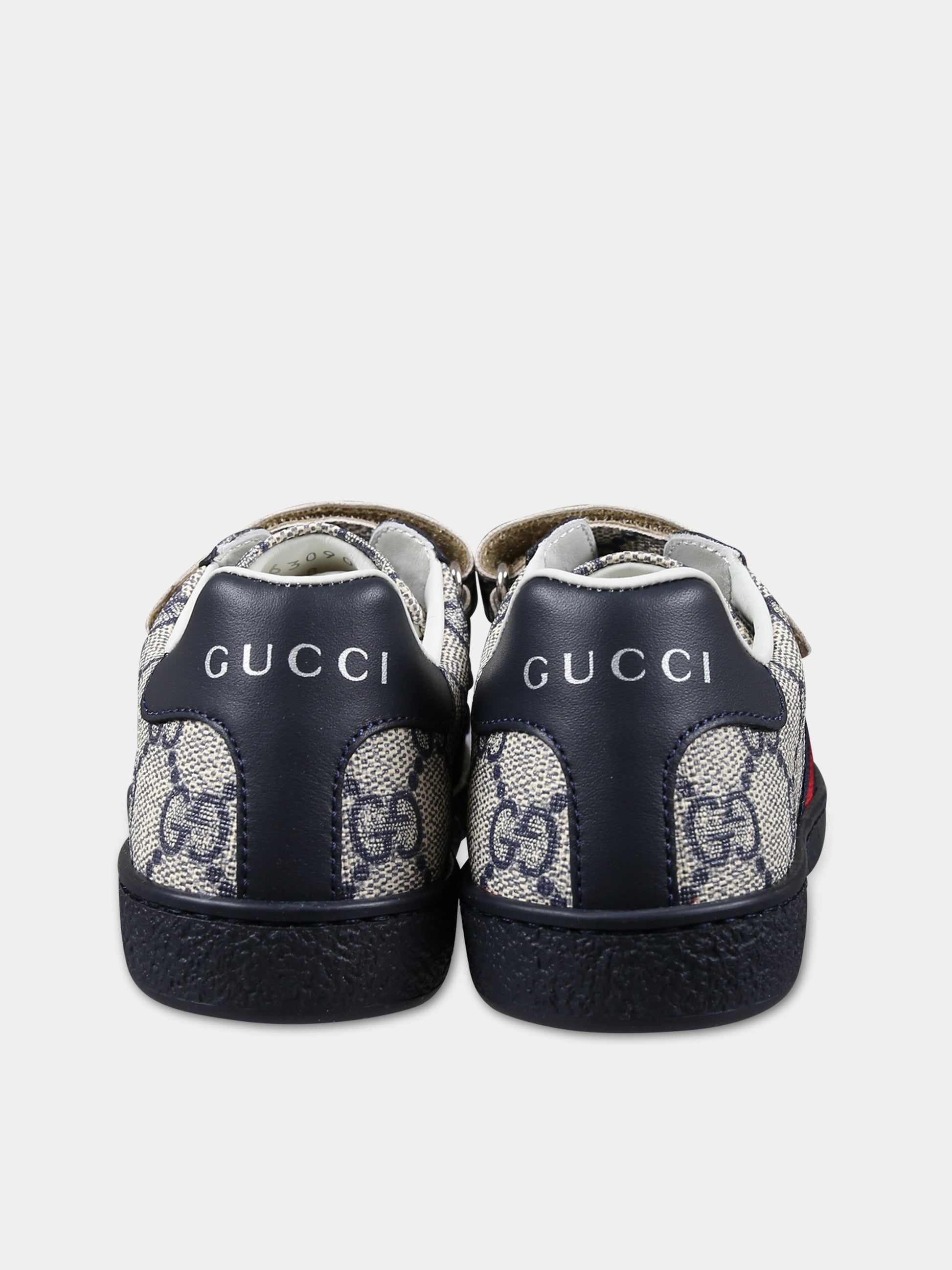 Sneakers beige per bambini con logo GG all-over,Gucci Kids,463088 FACYF 9753