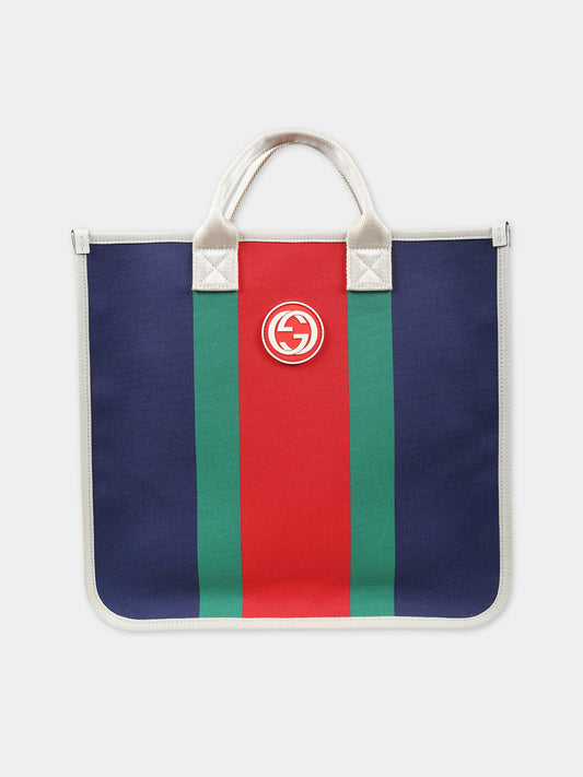Borsa casual multicolor per bambini con stampa Web,Gucci Kids,605831 FAC4B 8558