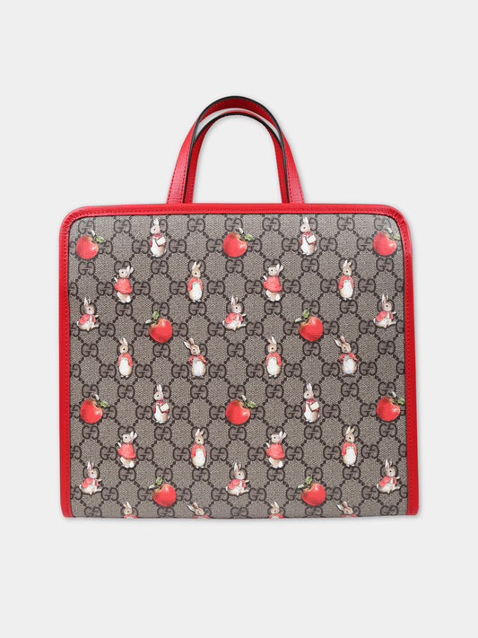 Borsa marrone per bambina con stampa,Gucci Kids,605614 FAC0K 8647