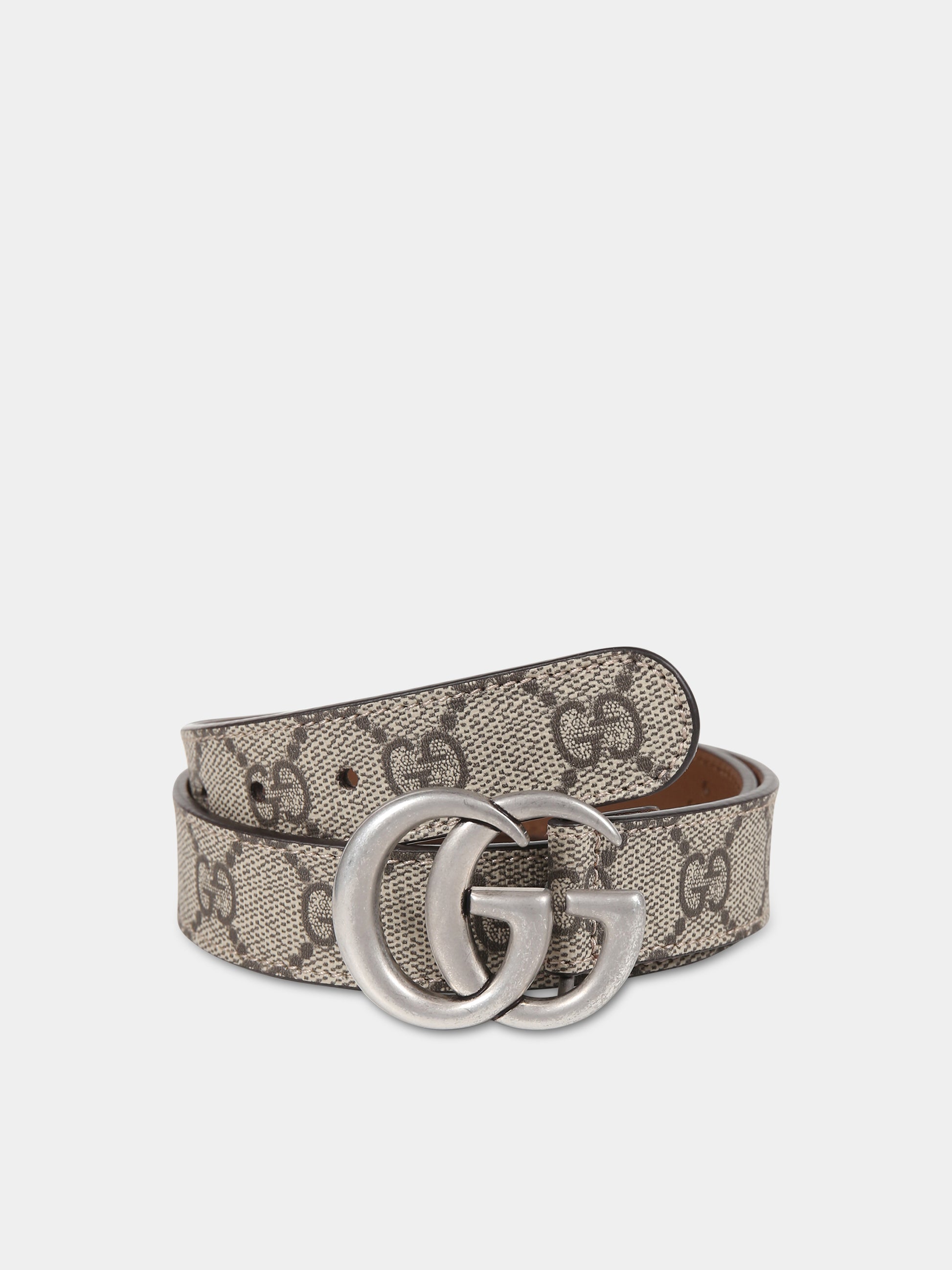 Cintura marrone per bambini con doppia G,Gucci Kids,432707 2ZG0G 9742