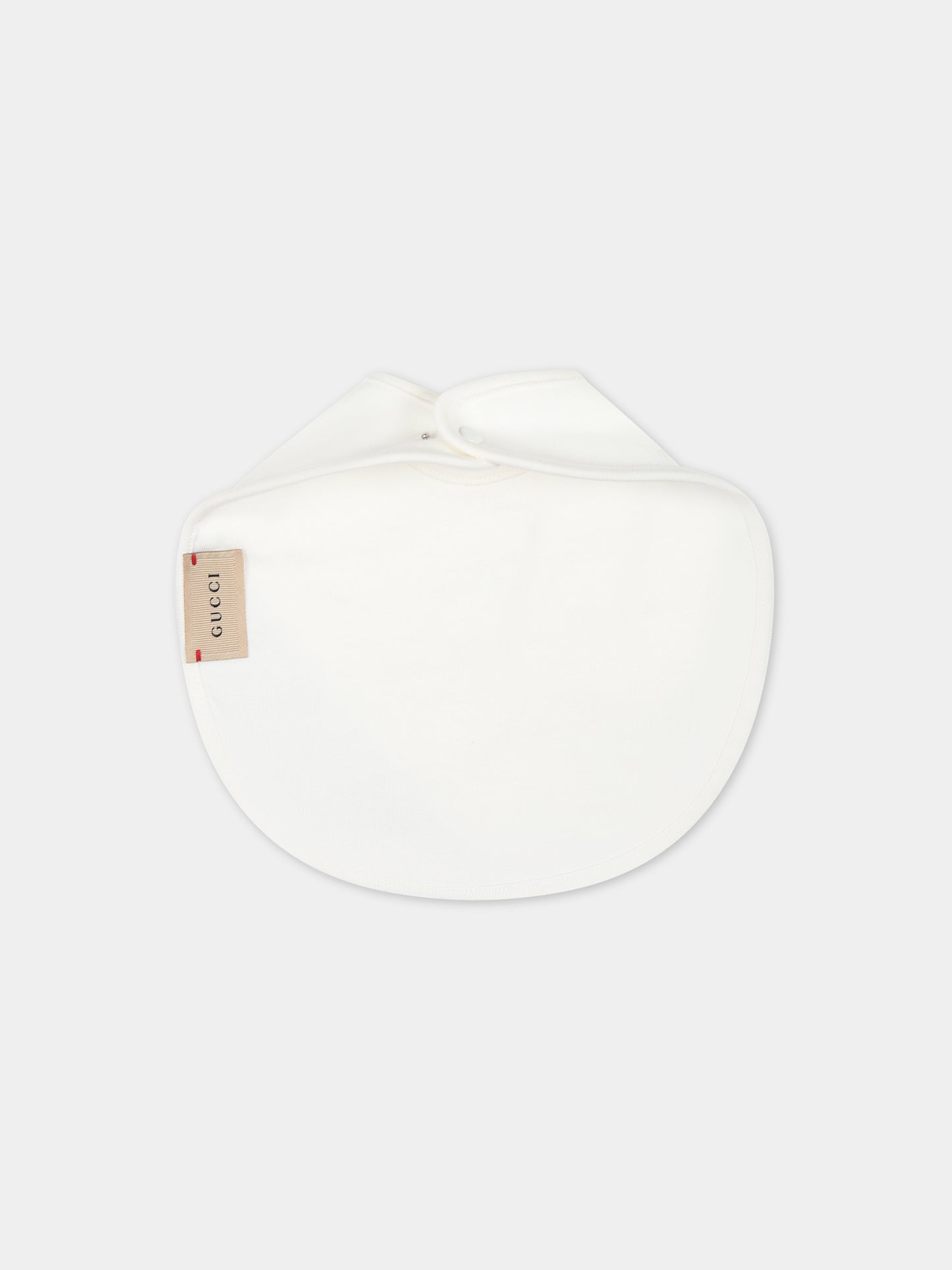 Bavaglino bianco per neonati con dettaglio Web,Gucci Kids,774011 3K107 9200