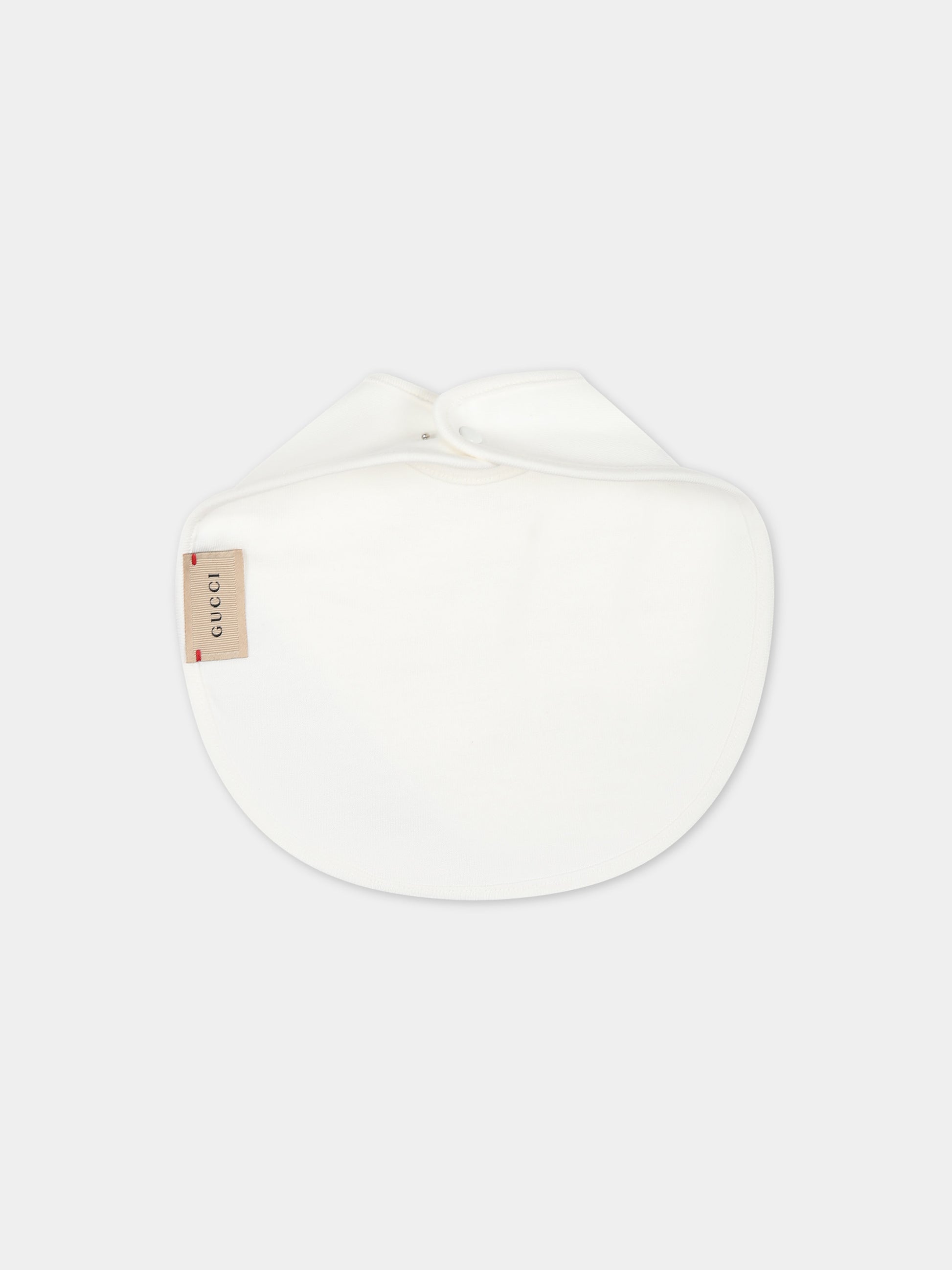 Bavaglino bianco per neonati con dettaglio Web,Gucci Kids,774011 3K107 9200