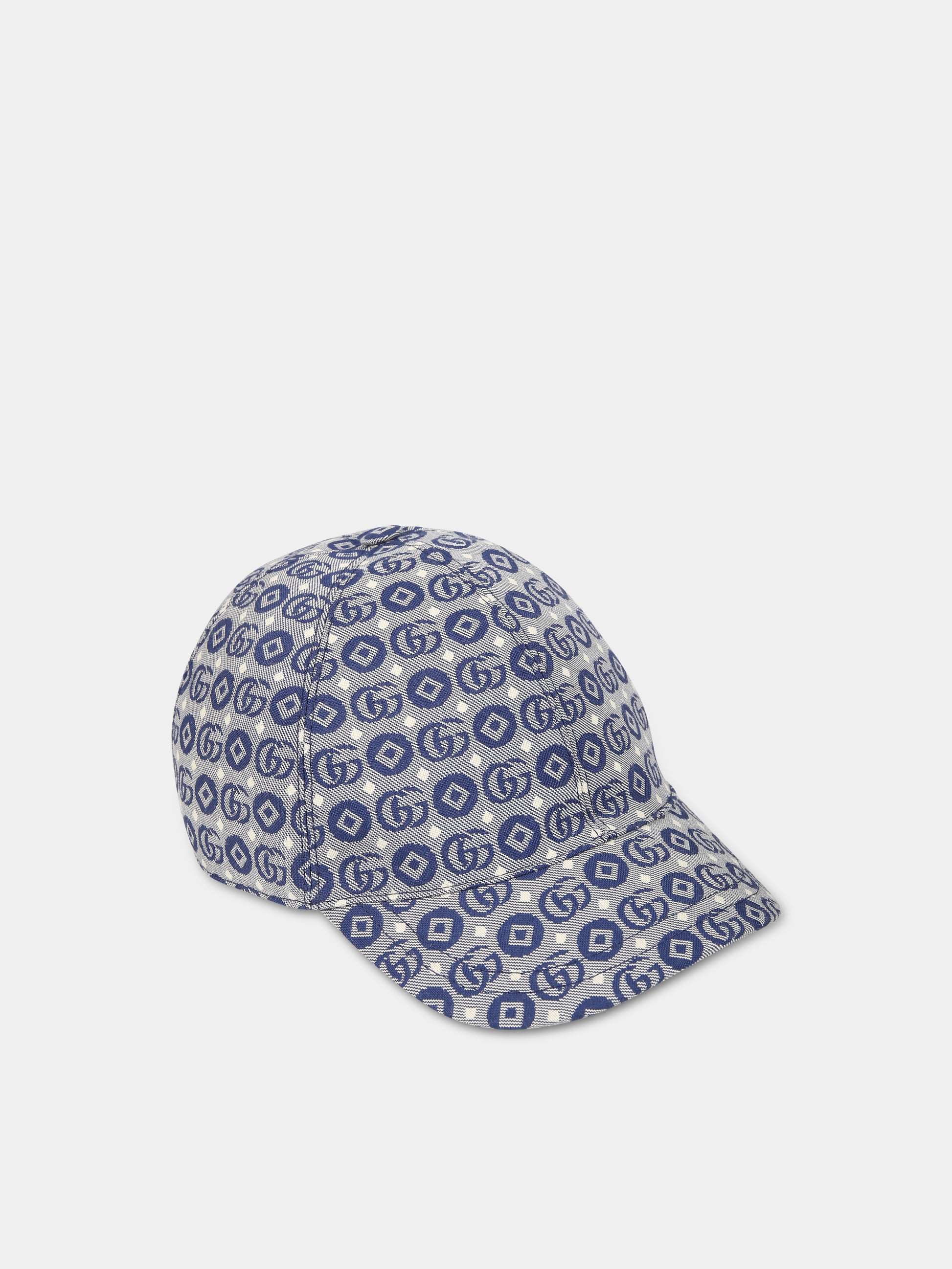 Cappello blu per bambini con doppia G,Gucci Kids,481774 3HAQA 4268