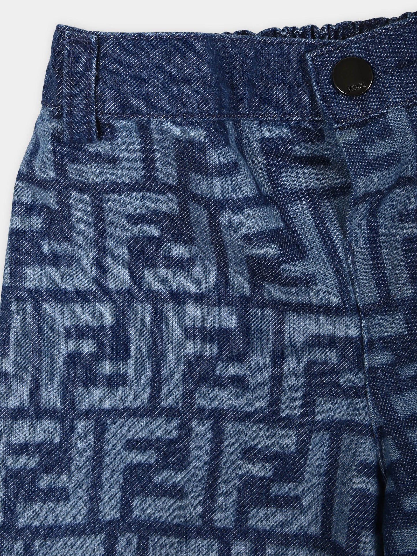 Shorts blu per neonato con FF,Fendi Kids,BMF221 AQSL F0QG0