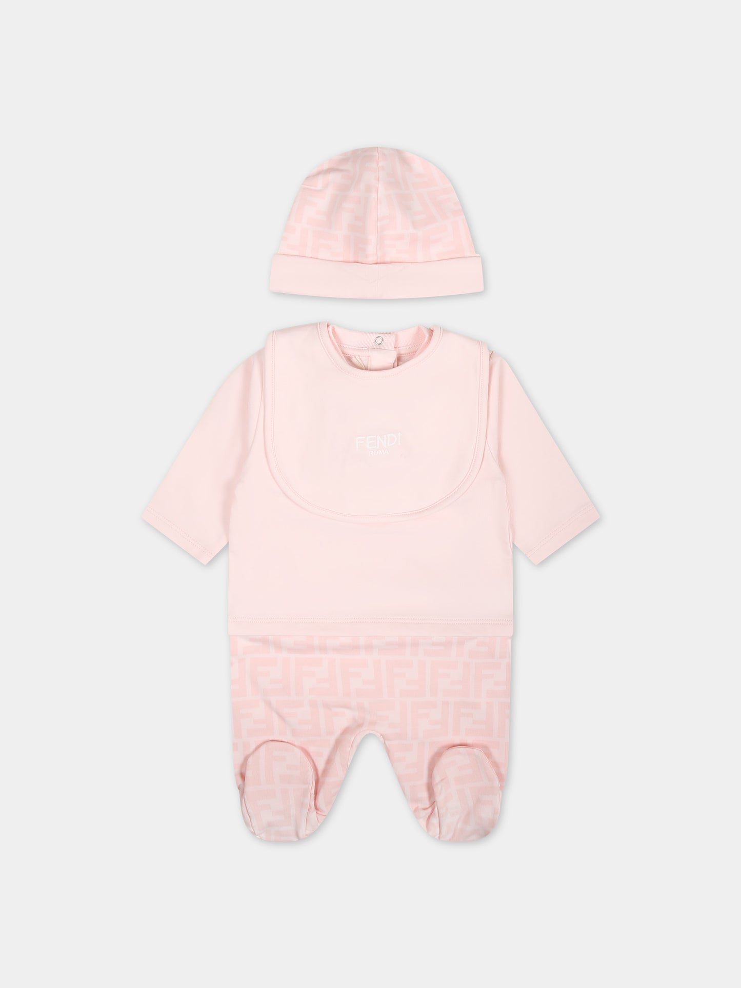 Set rosa per neonata con logo,Fendi Kids,BUK115 AQT8 F0C11