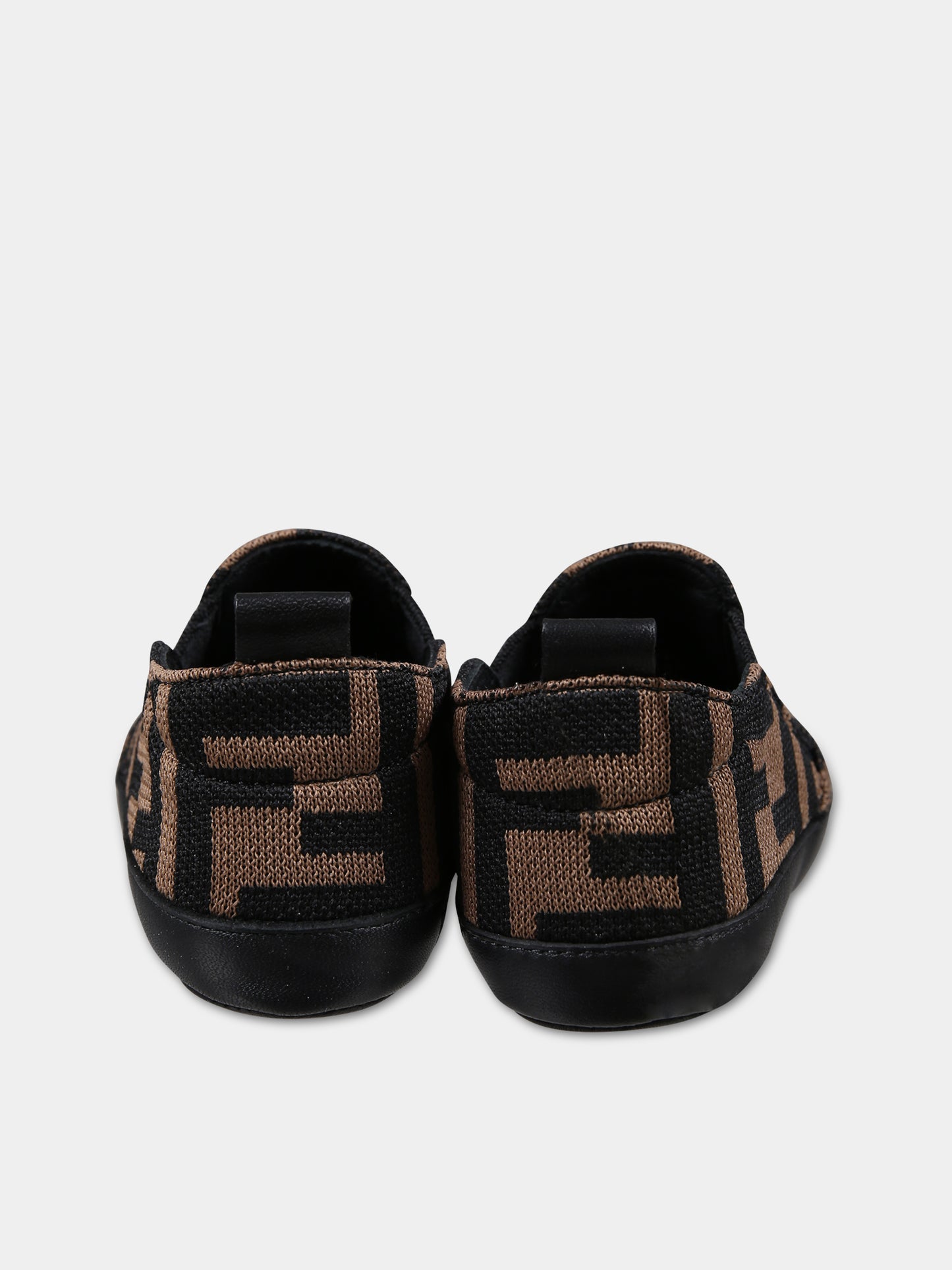 Slip-on marroni per neonati con doppie FF,Fendi Kids,BMR087 A6A6 F0E0X