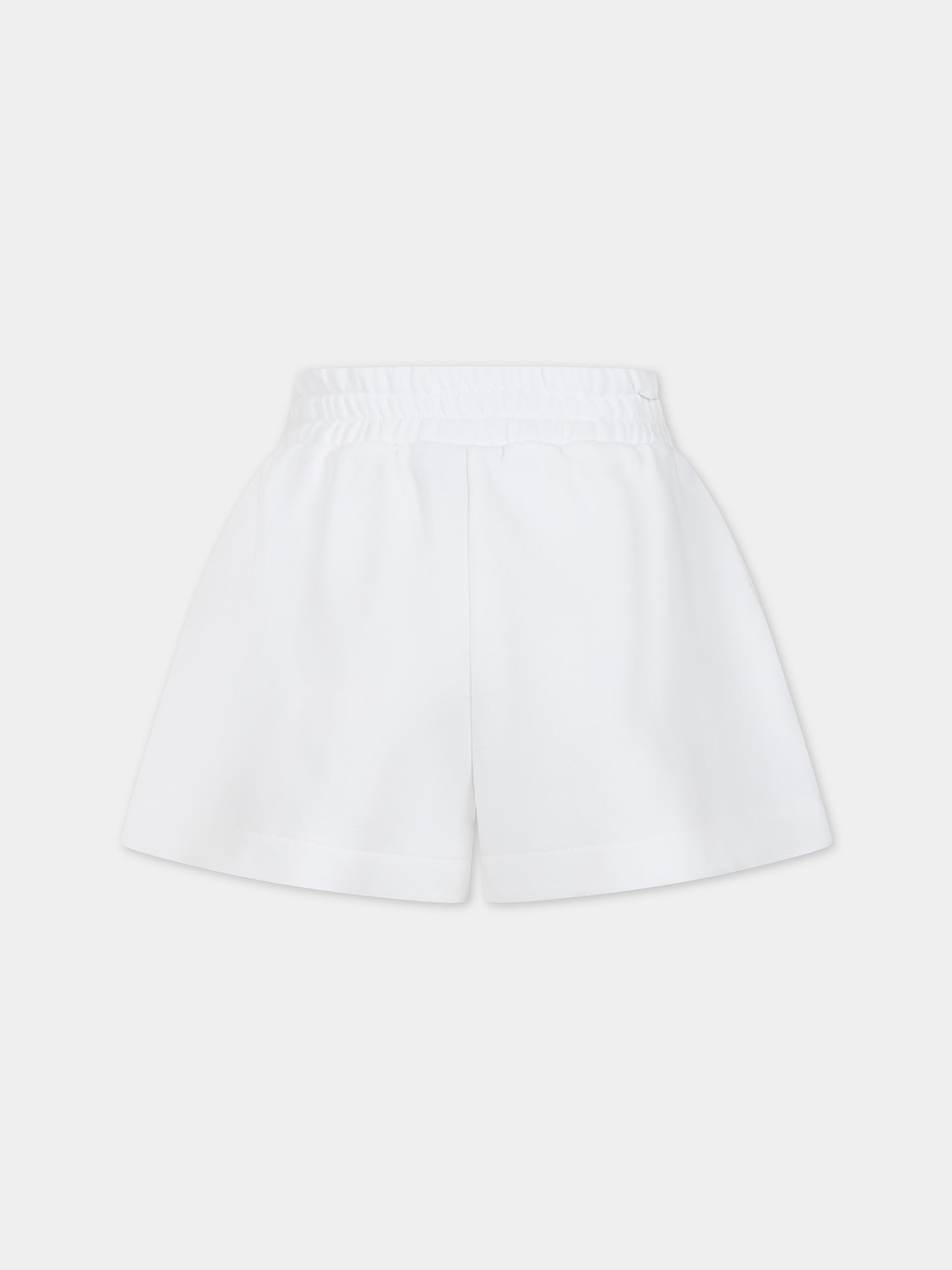 Shorts bianchi per bambina con micro Baguette,Fendi Kids,JFF319 5V0 F0TU9