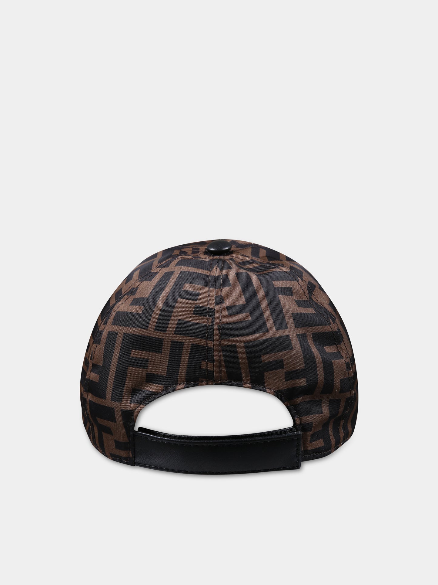 Cappello con visiera marrone per bambini con logo FF all-over,Fendi Kids,JUP004 AMRP F17QF