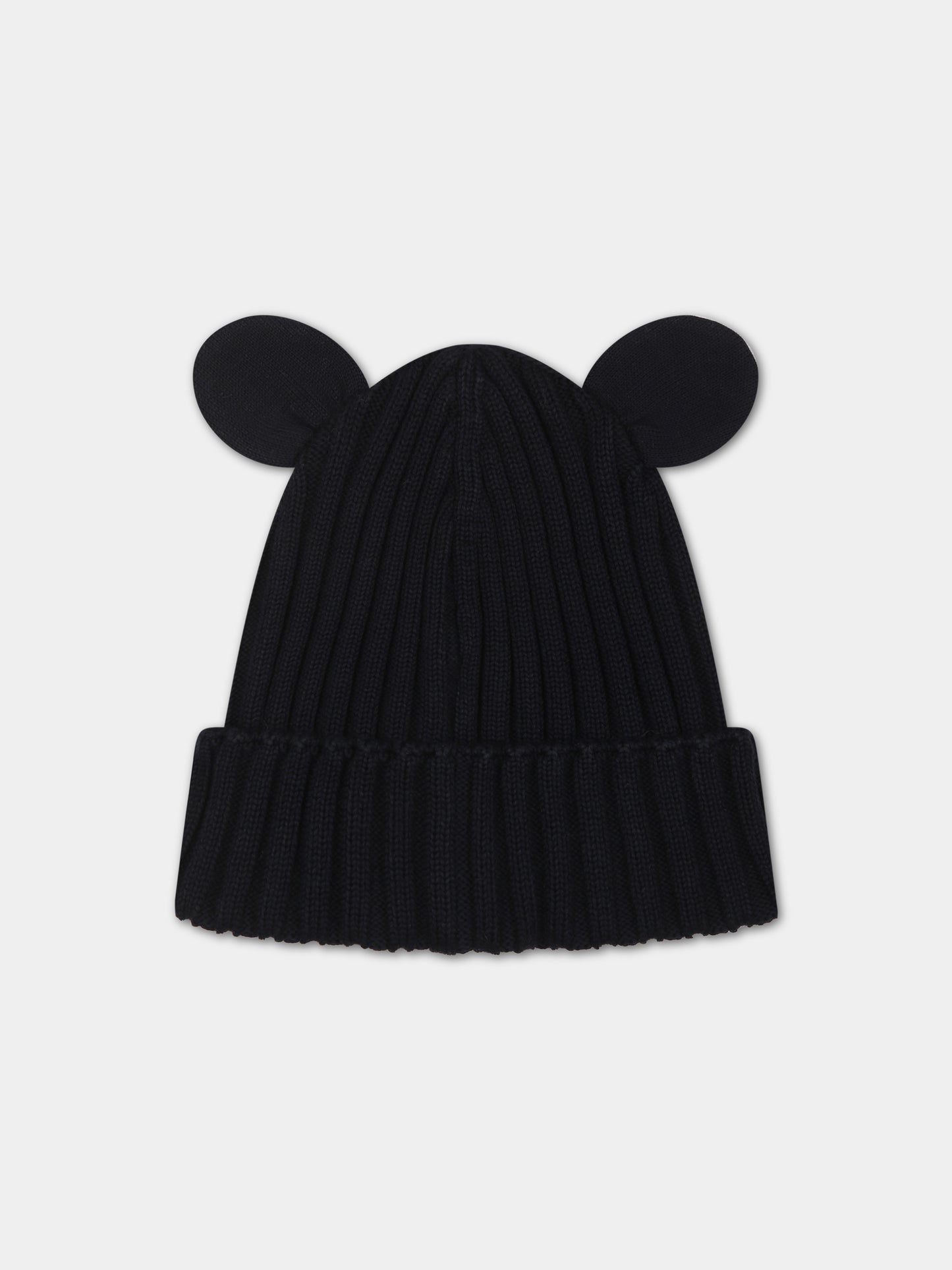 Berretto blu per neonati con orecchie logo,Moncler Kids,951 3B00001 M1367 742