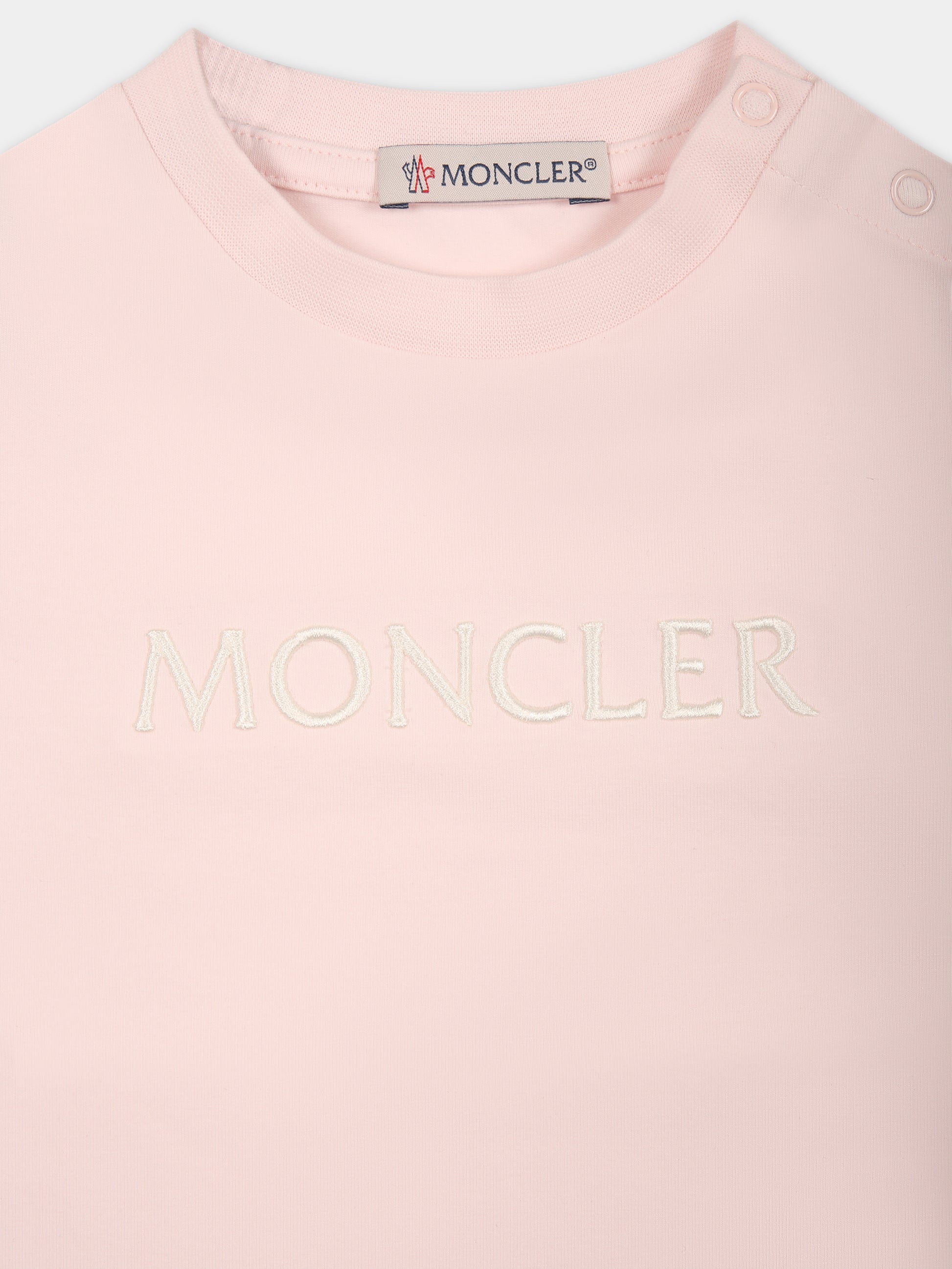 T-shirt rosa per neonata con logo,Moncler Kids,951 8C00002 8790N 504